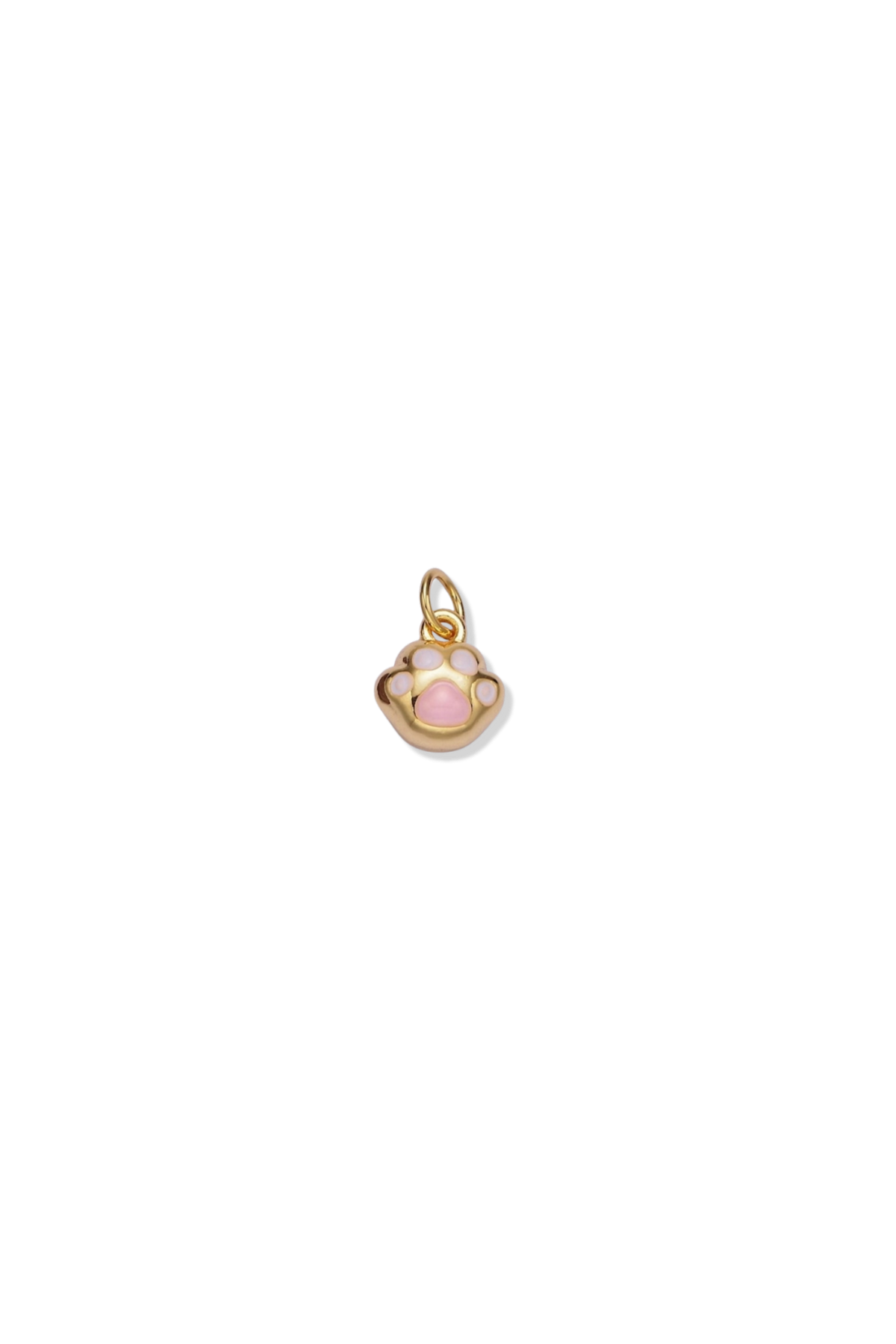 14K Gold Filled Enamel Puffed Animal Pet Paw Print Charm