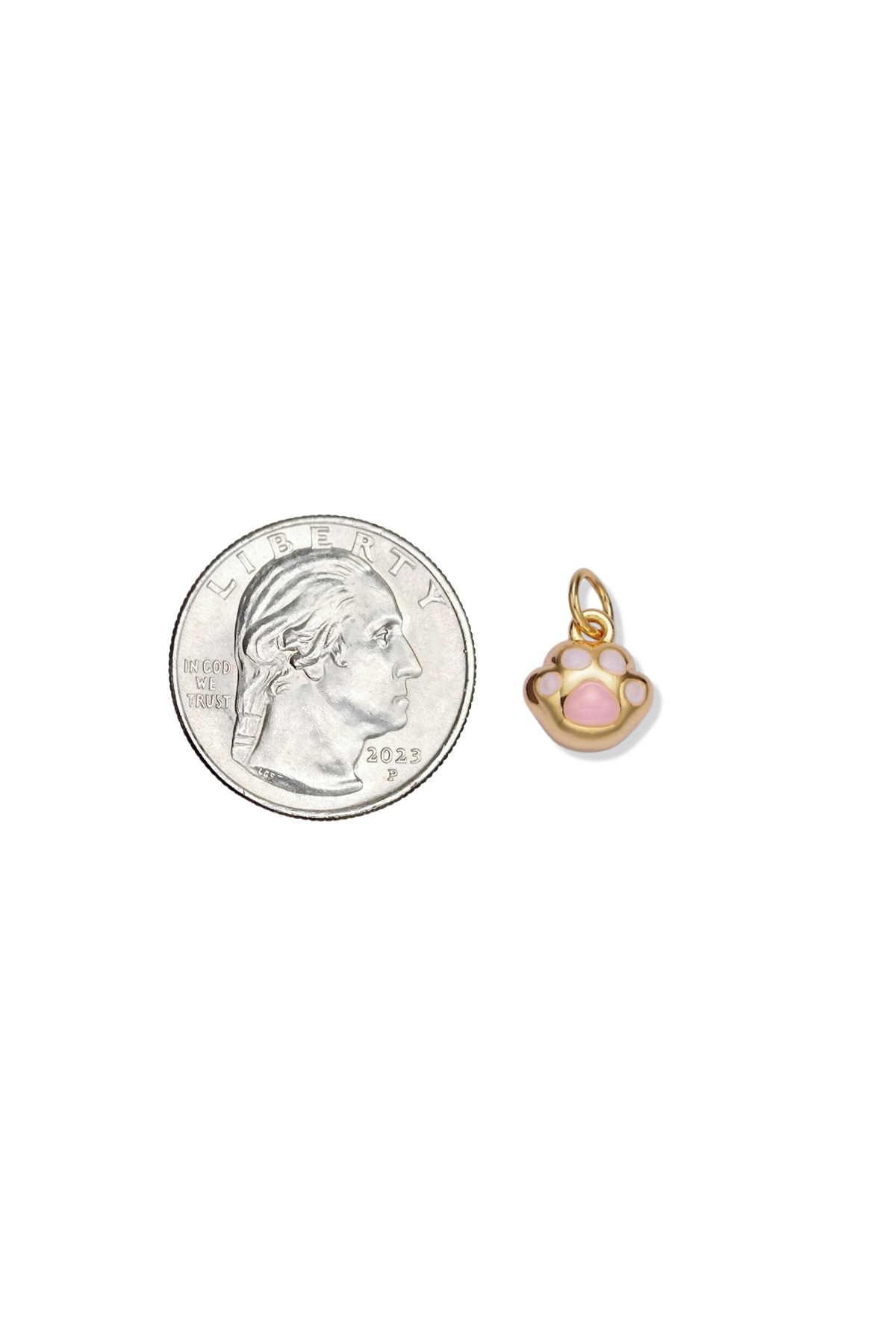 14K Gold Filled Enamel Puffed Animal Pet Paw Print Charm