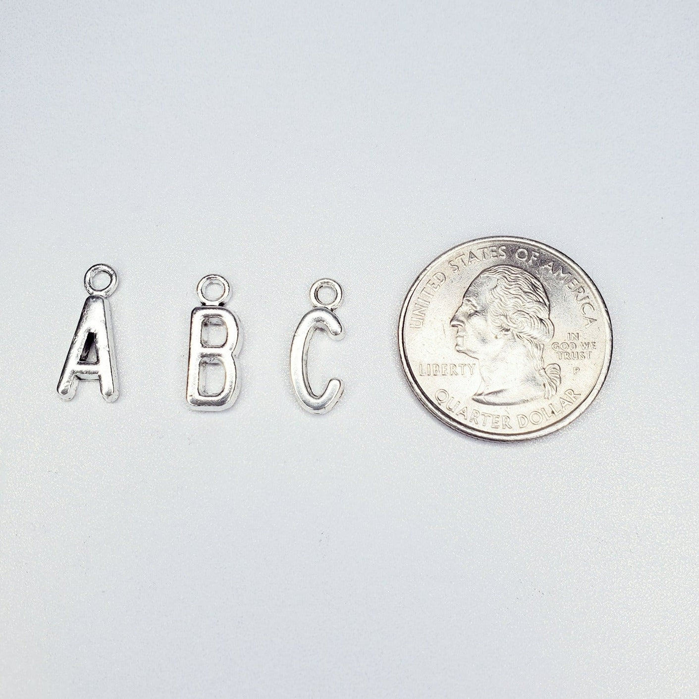 Antiqued Thin Capital Letter Initial Charm