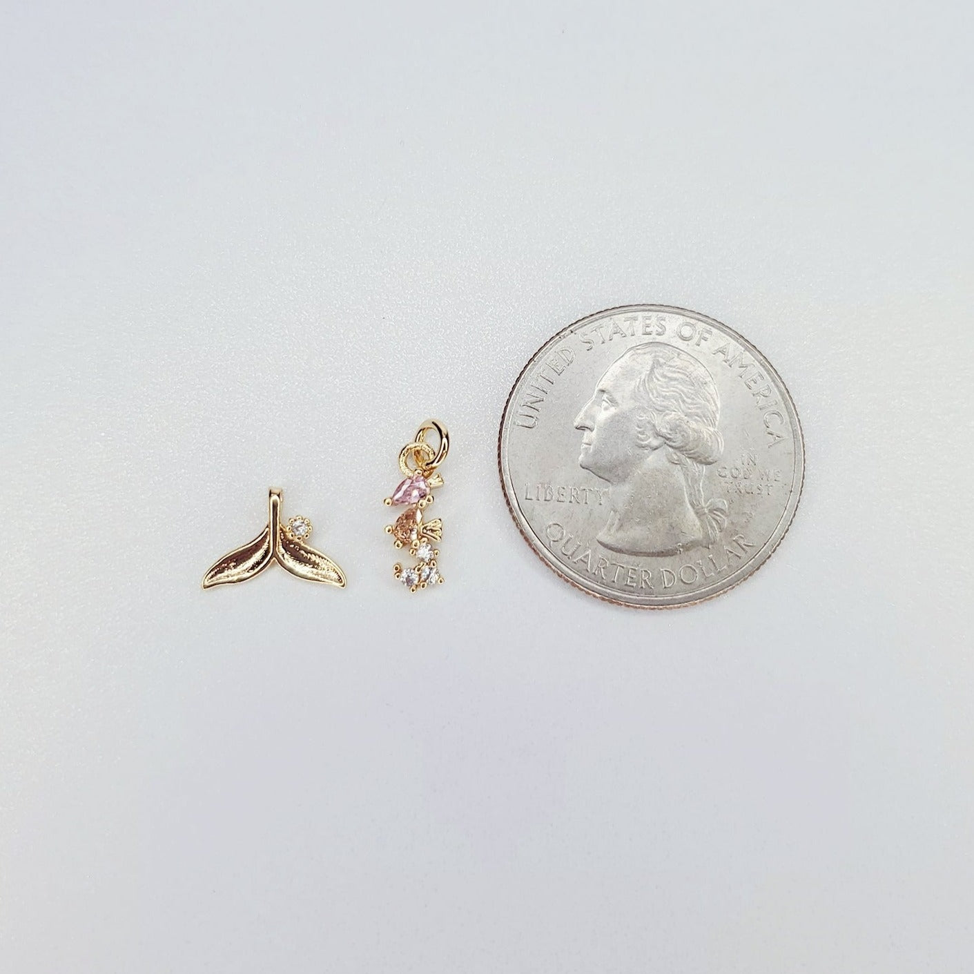 Gold Plated Dainty Cubic Zirconia Sea Charms