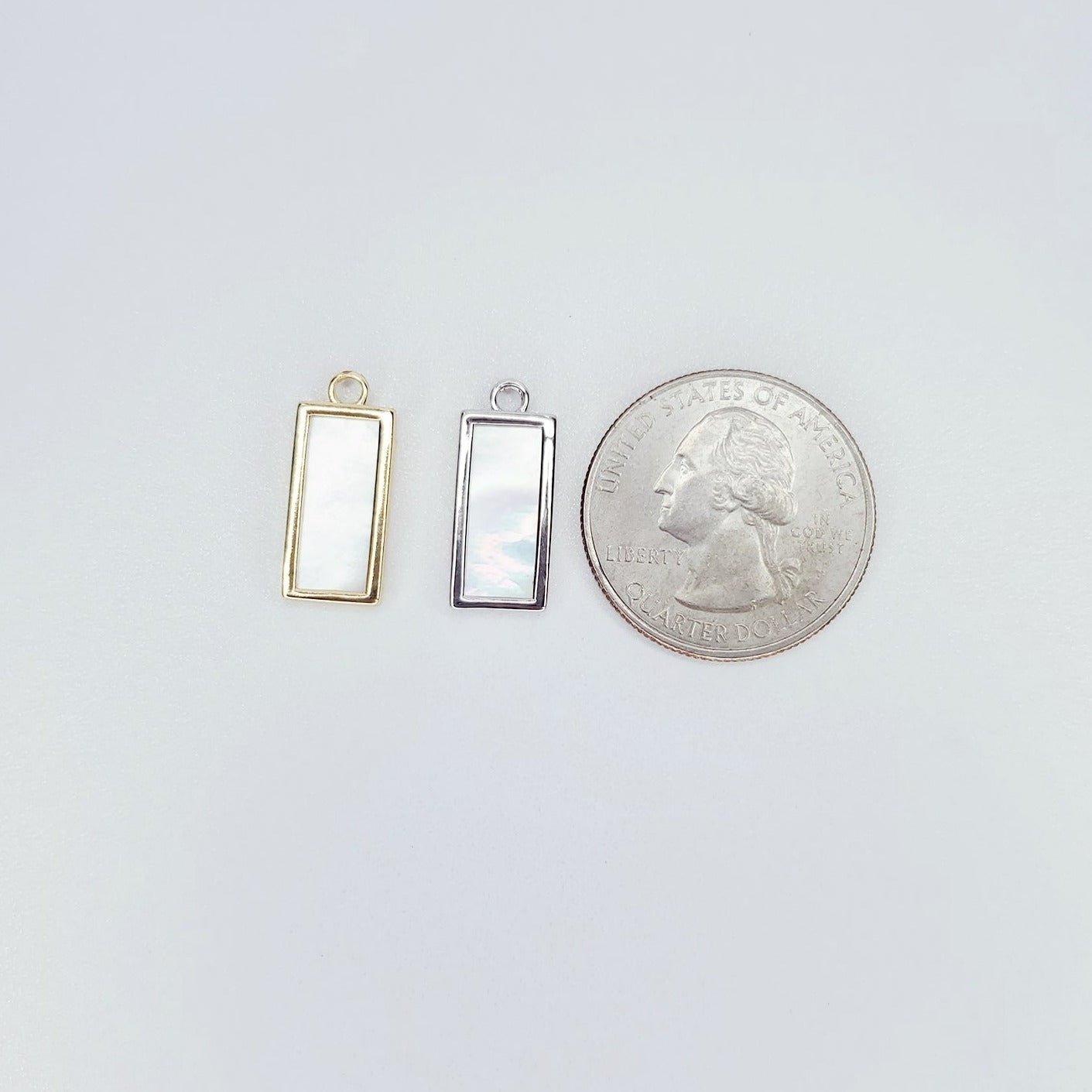 Shell Mother of Pearl Minimalist Rectangle Tag Charm
