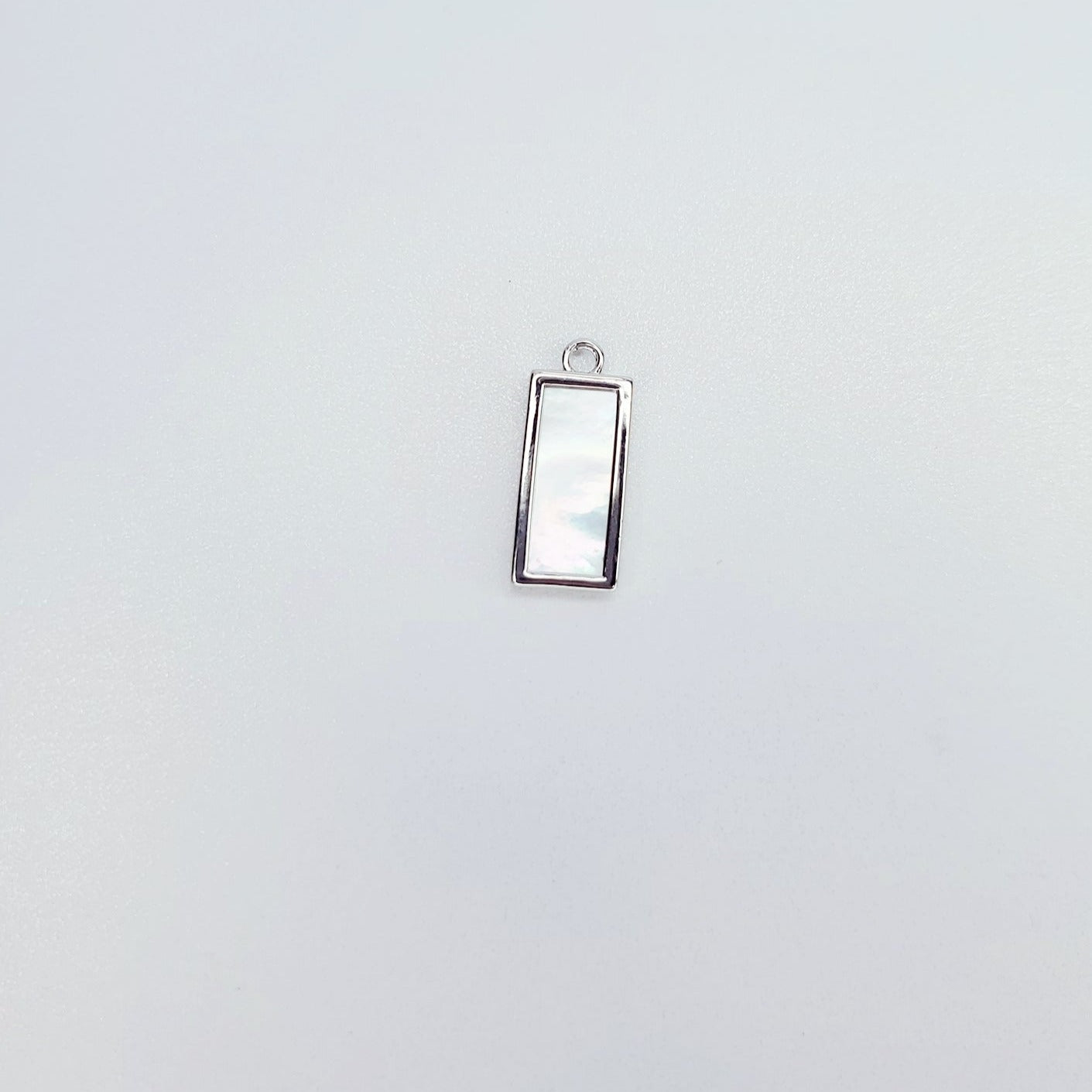 Shell Mother of Pearl Minimalist Rectangle Tag Charm