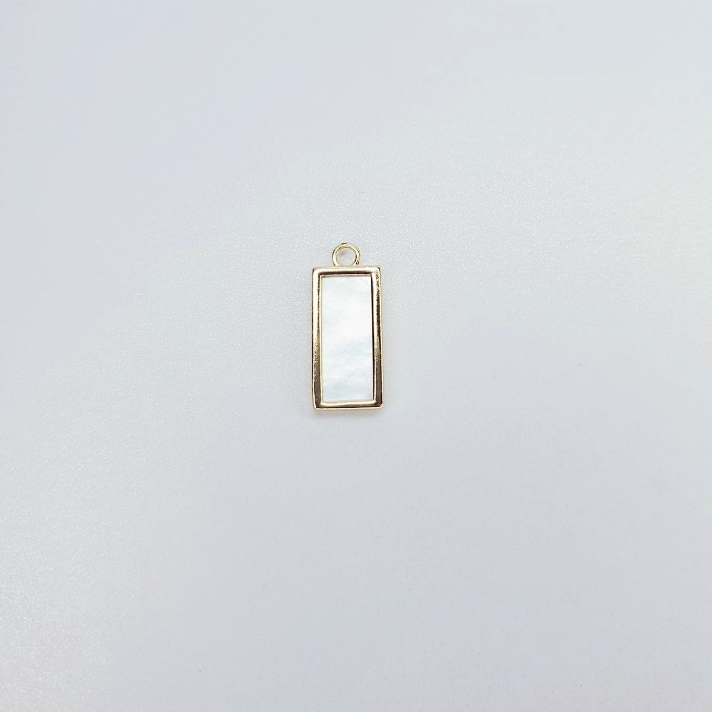 Shell Mother of Pearl Minimalist Rectangle Tag Charm
