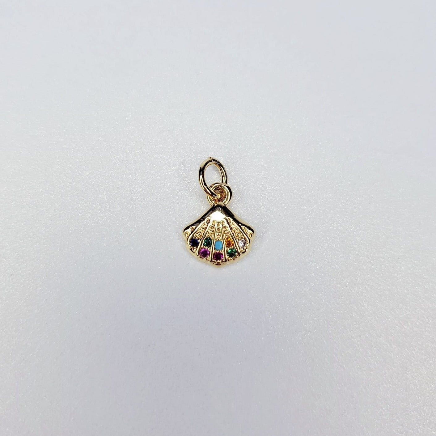 Dainty Colorful Cubic Zirconia Shell Charm
