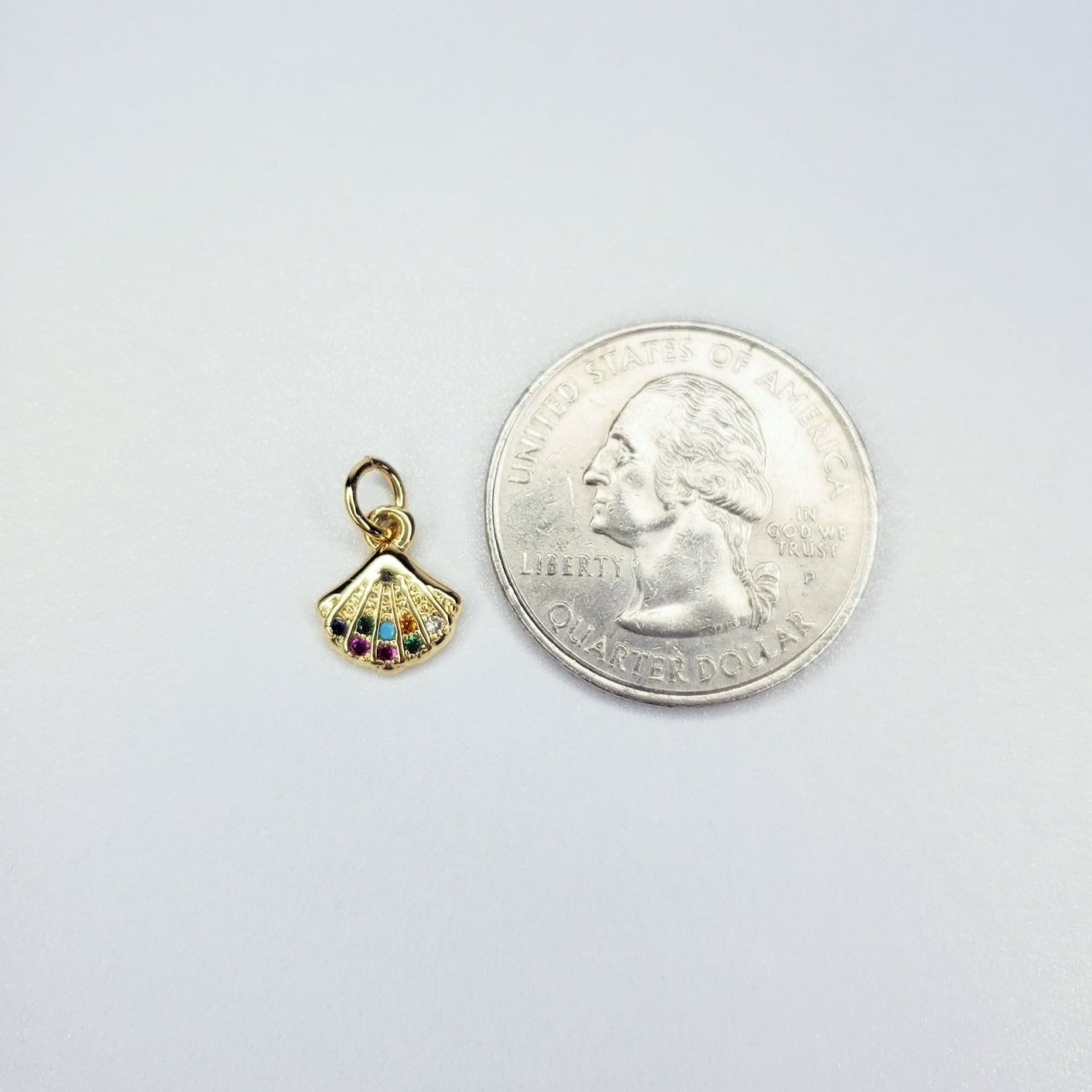 Dainty Colorful Cubic Zirconia Shell Charm