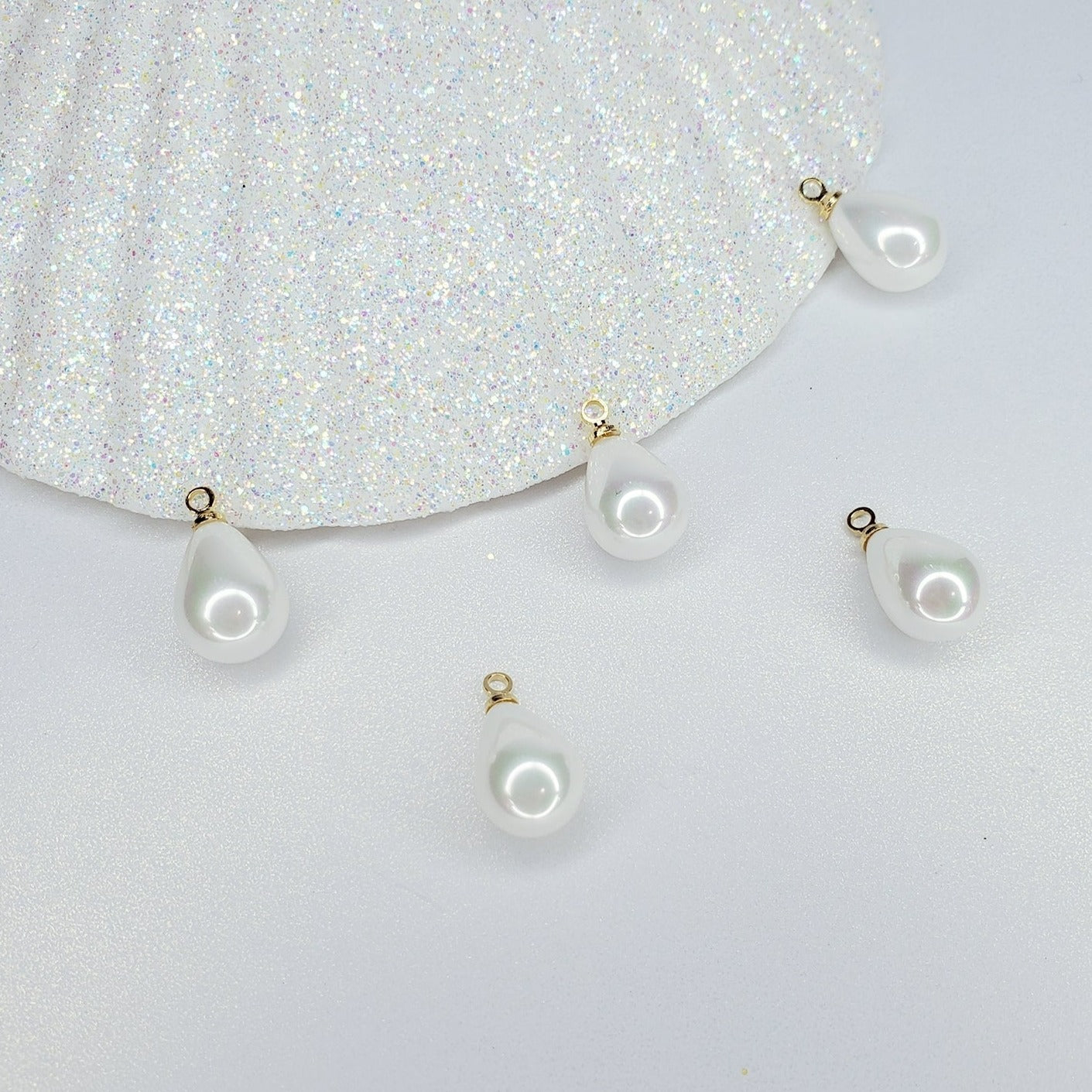Dainty Seashell Pearl Teardrop Charm
