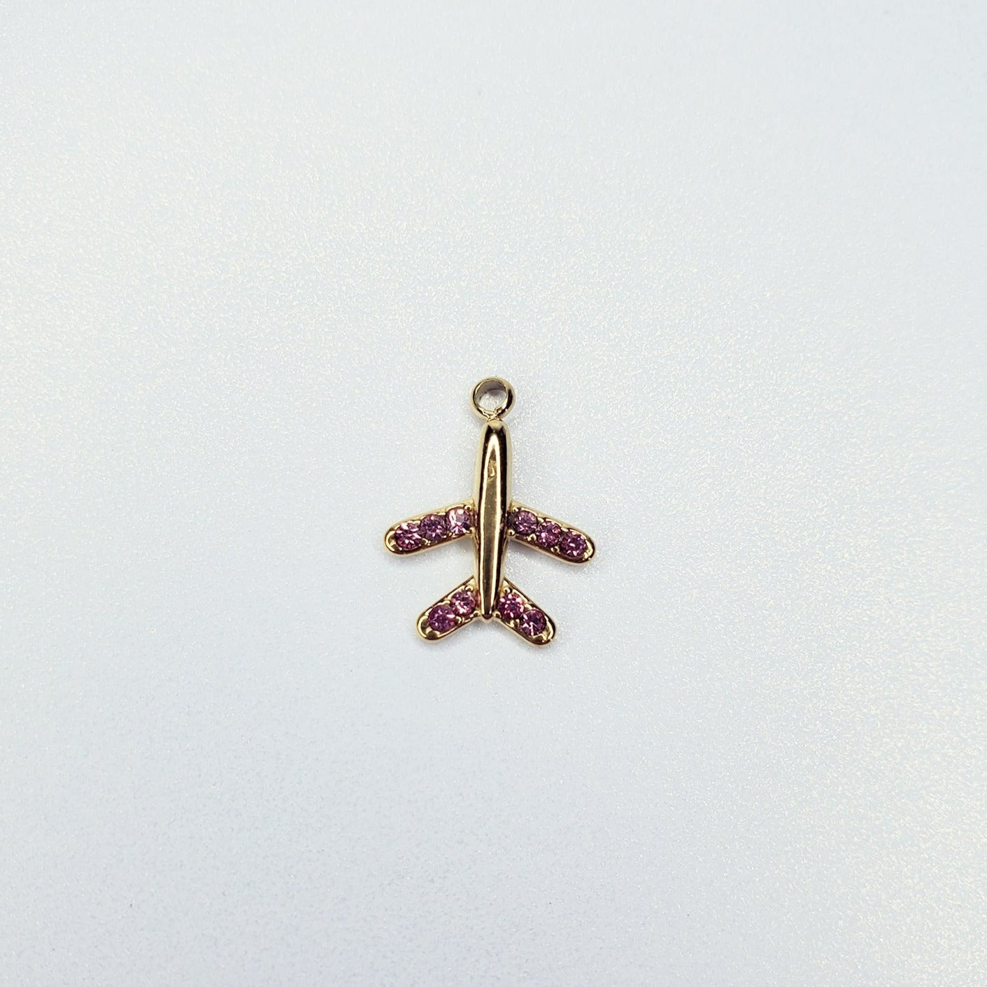 Stainless Steel Rhinestone Airplane Travel Charm