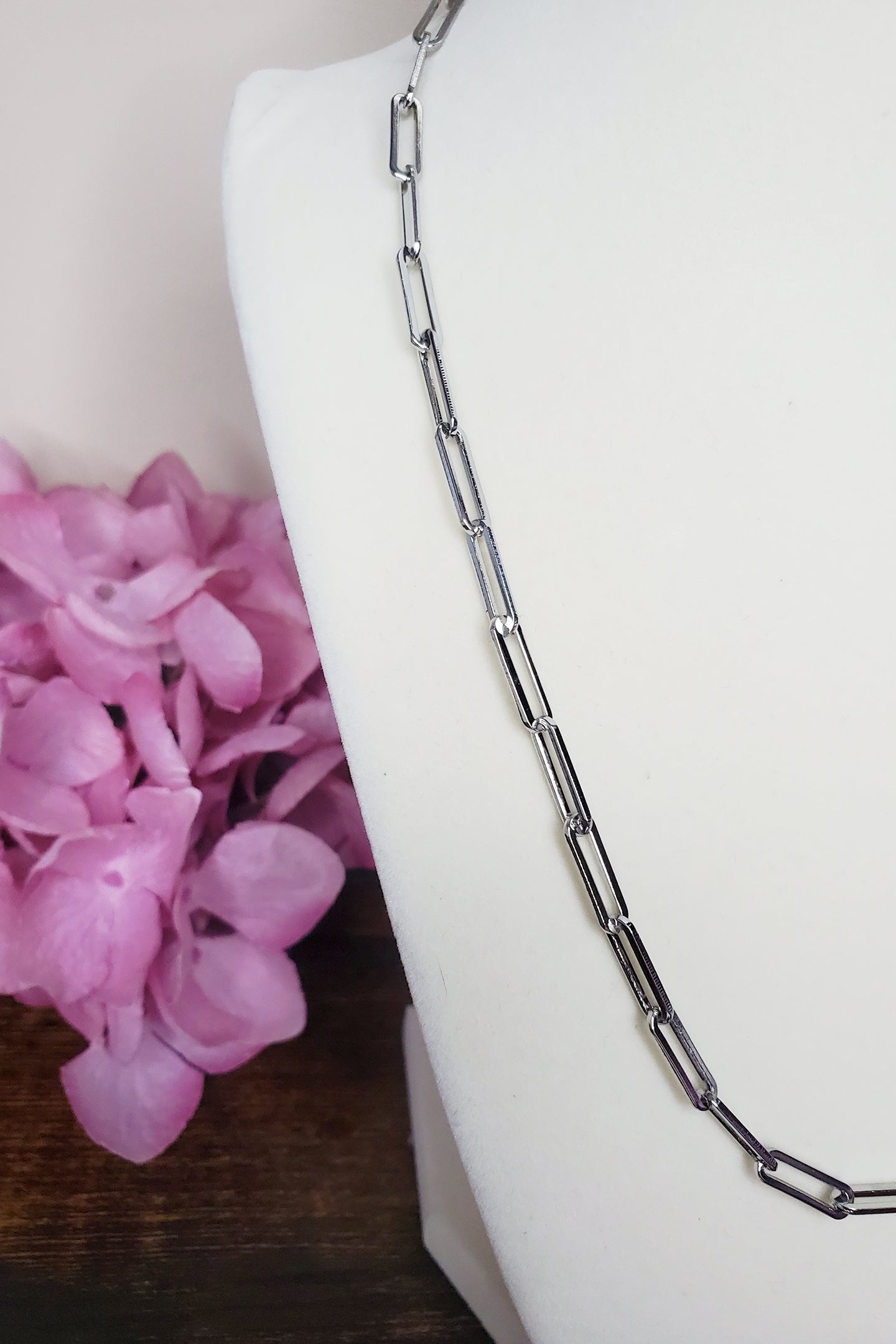 Stainless Steel 19.5" Paperclip Link Chain Necklace- Available In Gold & Silver!