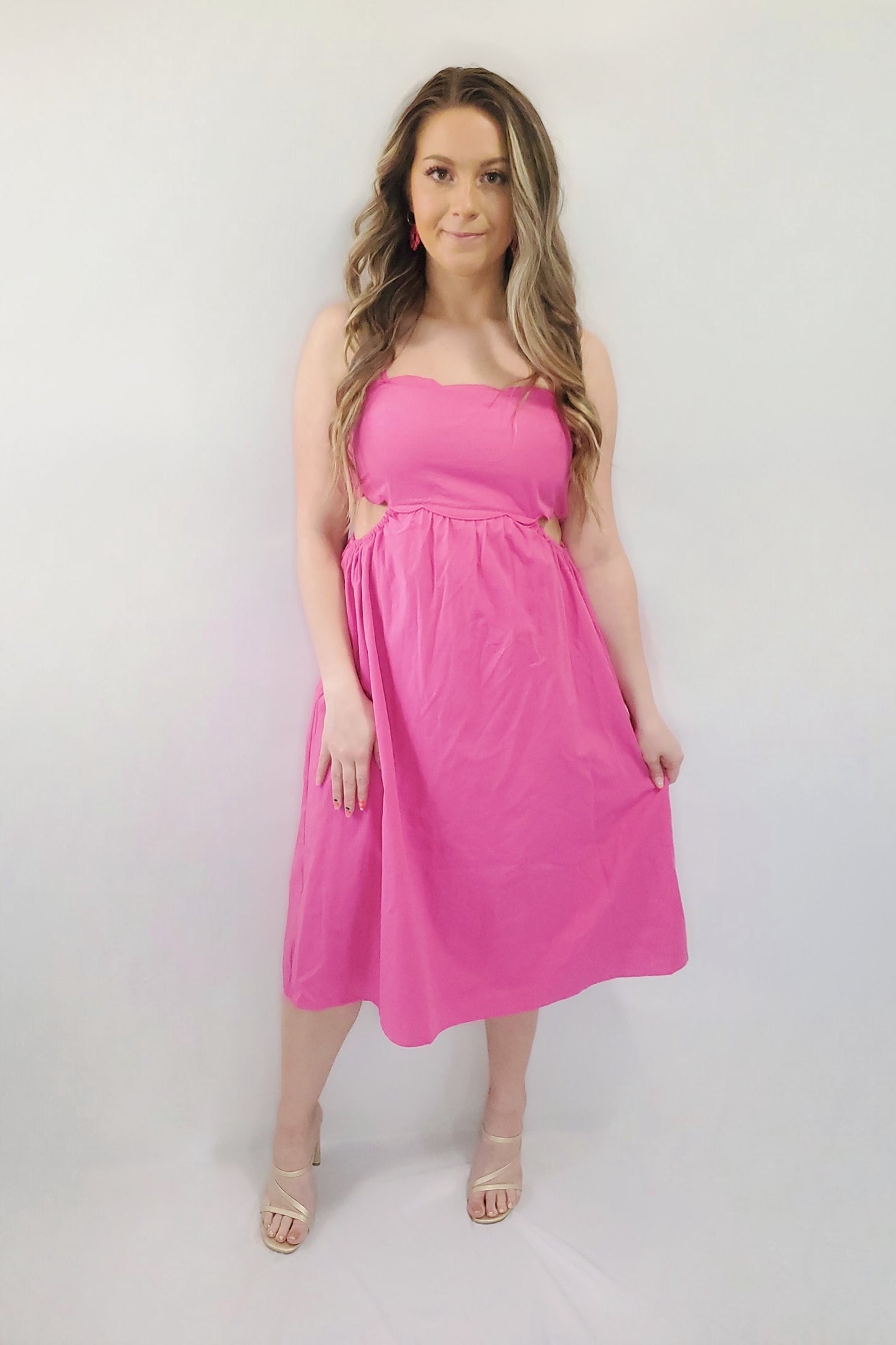 Meet Me At Brunch Scalloped Cut-Out Spaghetti Strap Midi Dress