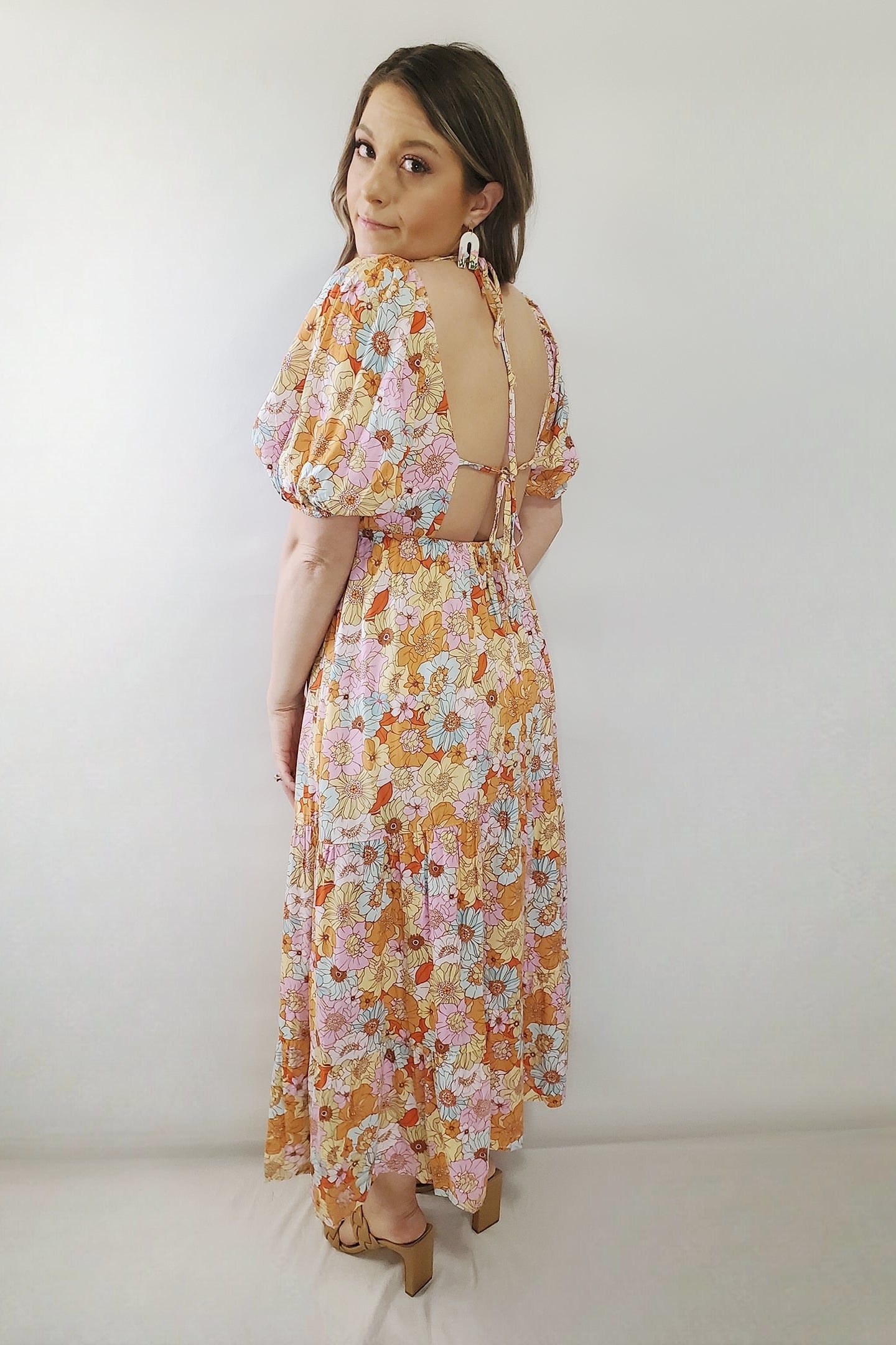 Field of Wildflowers Retro Floral Open Back Maxi Dress | Opal & Silk Multi / Small Field of Wildflowers Retro Floral Open Back Maxi Dress | Opal & Silk Multi / Small