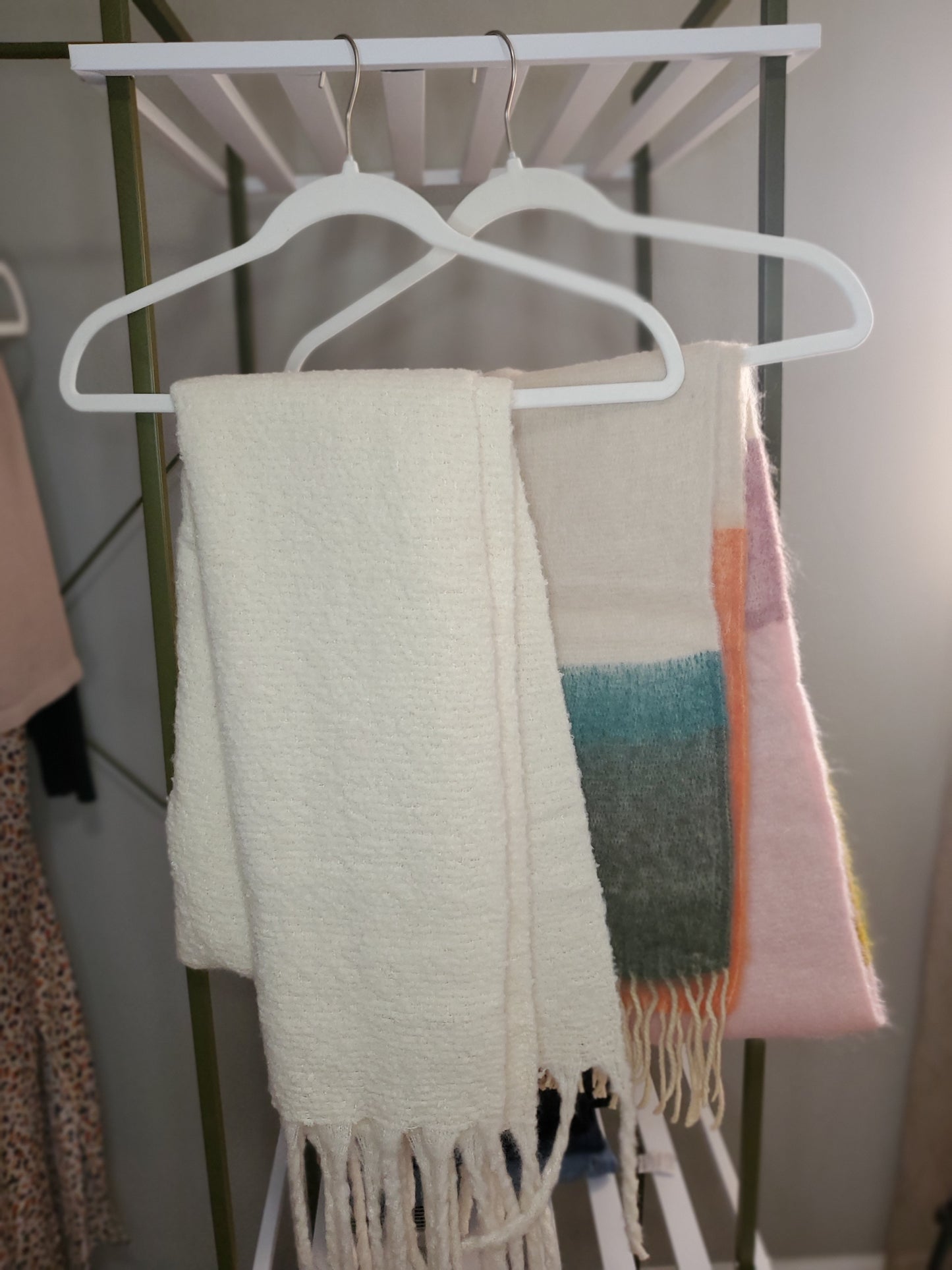 Bundled Up Cozy Knit Women's Scarf with Tassels in Ivory