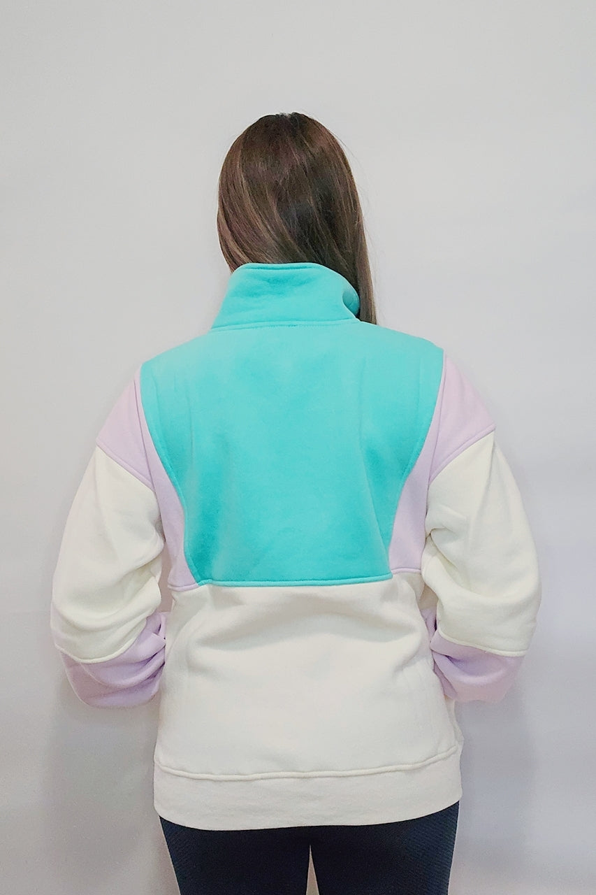 *50% OFF APPLIED AT CHECKOUT!* 90's Baby Pastel Colorblock Pocket Pullover