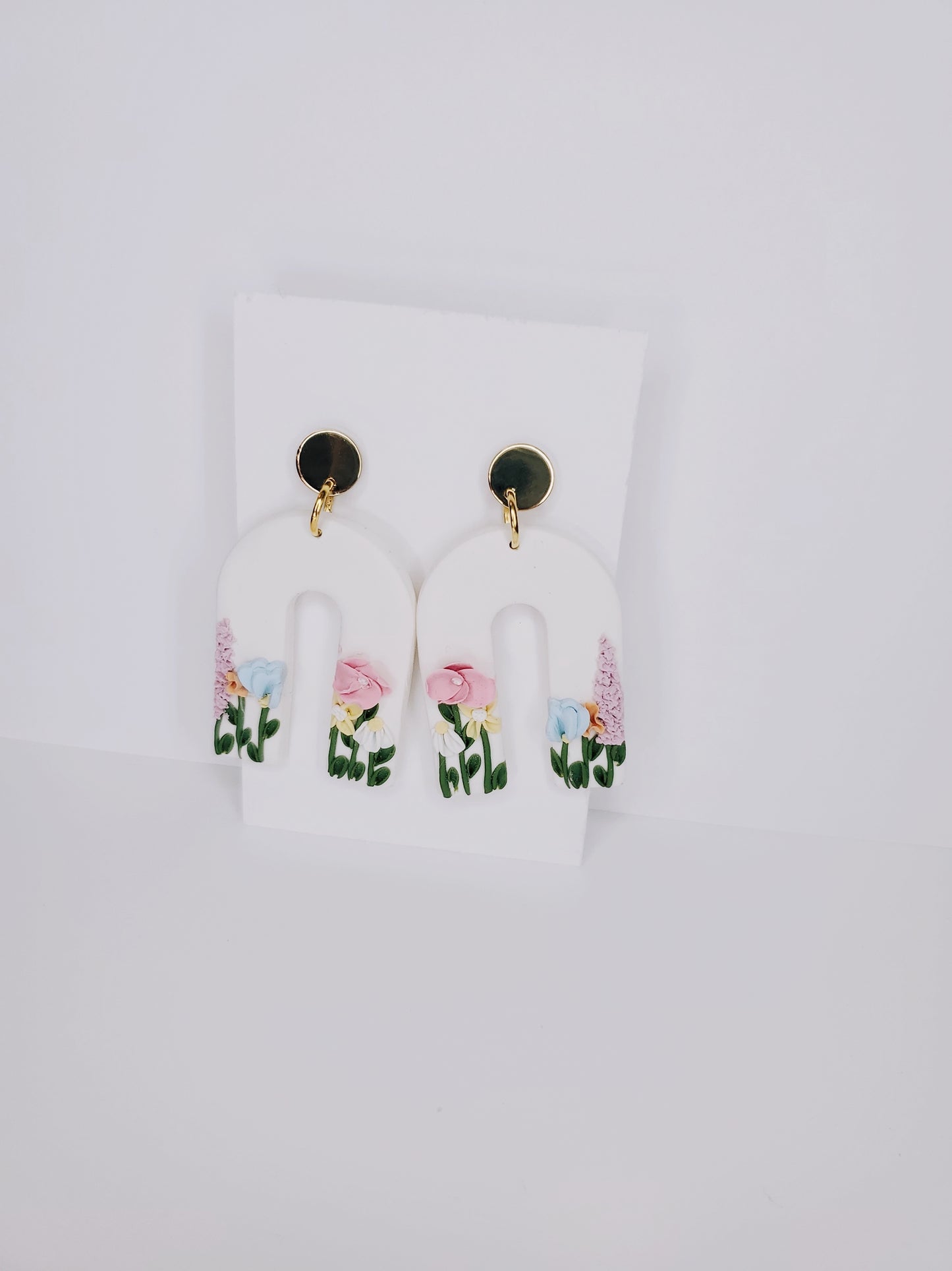 Handmade Pastel Flower Arch Clay Earrings