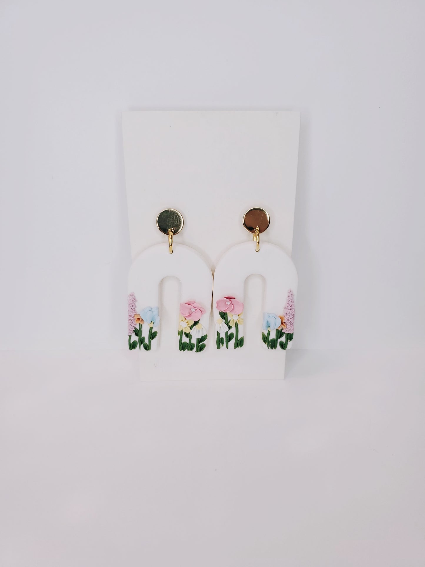 Handmade Pastel Flower Arch Clay Earrings