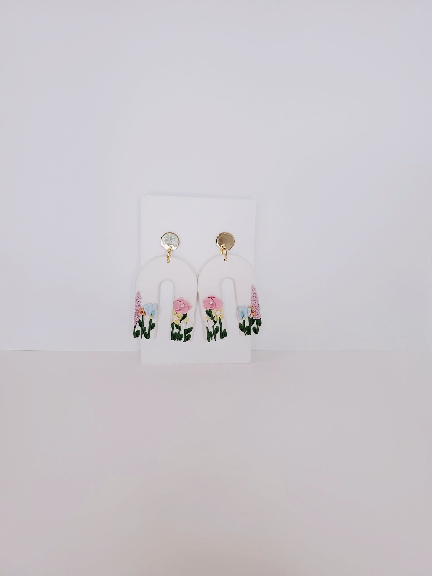 Handmade Pastel Flower Arch Clay Earrings