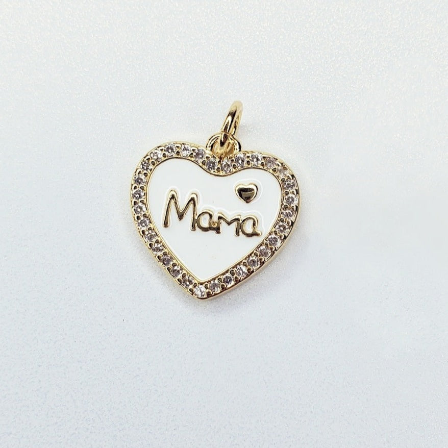18K Real Gold & Platinum Plated Heart Shaped Mama Charm