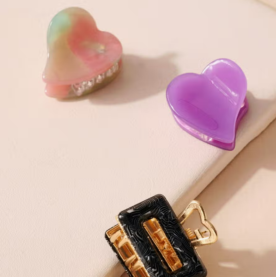 Wild Heart Acetate Mini Hair Claw Set of 6 in Gold