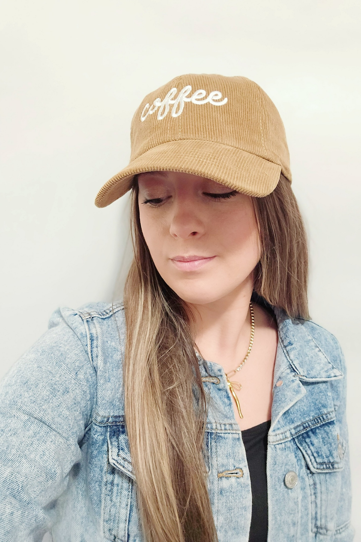"Coffee" Corduroy Embroidered Adjustable Baseball Cap