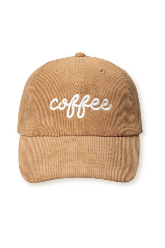 "Coffee" Corduroy Embroidered Adjustable Baseball Cap