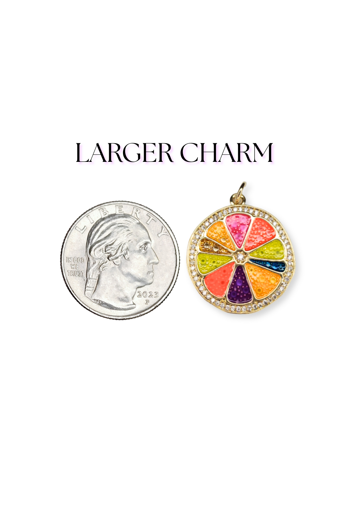 Colorful Citrus Fruit with Cubic Zirconia Accent Charm