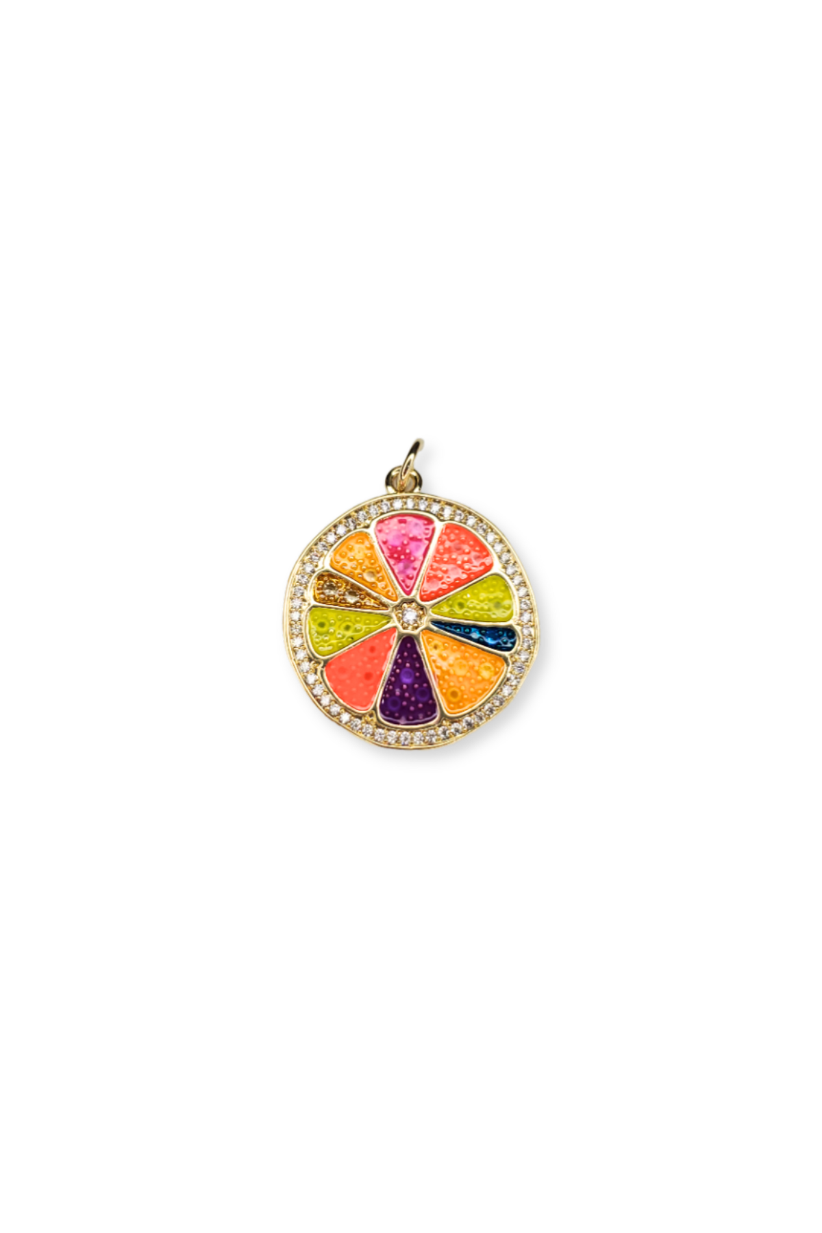 Colorful Citrus Fruit with Cubic Zirconia Accent Charm