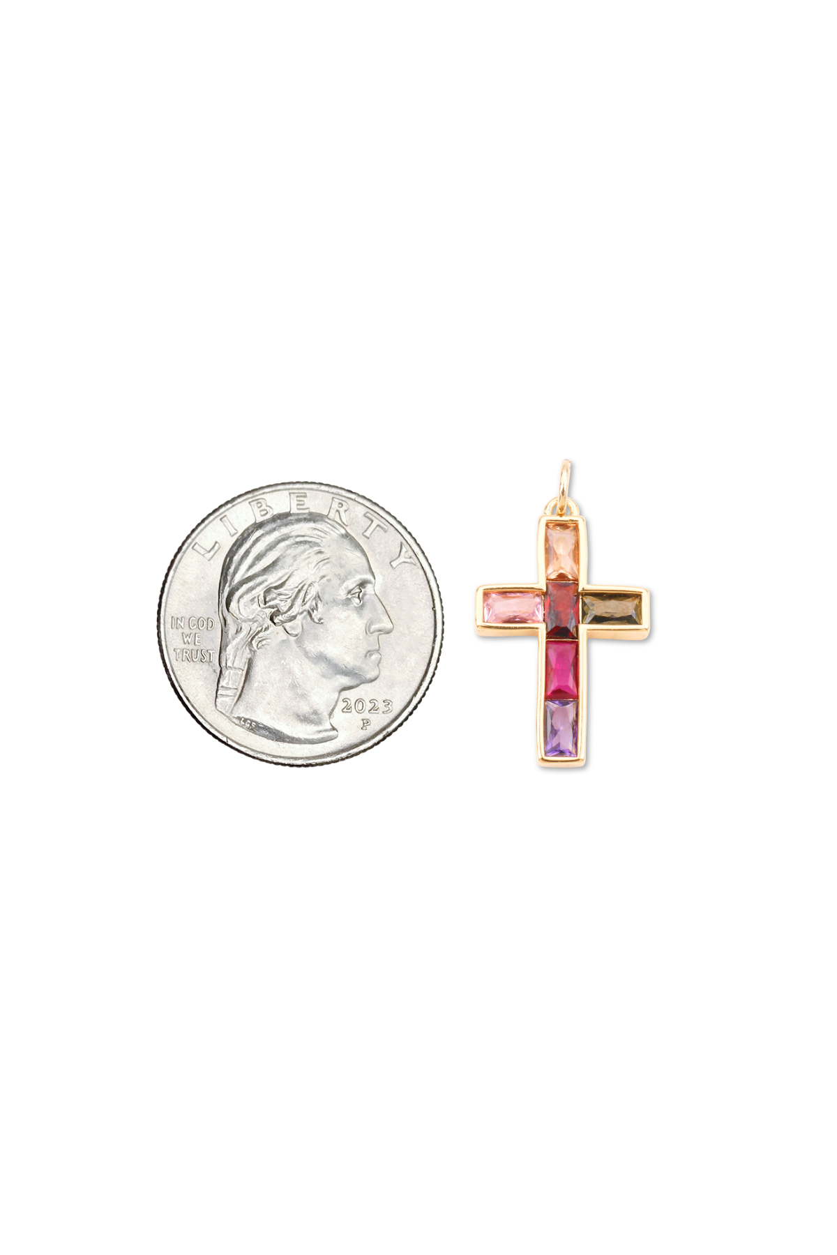 Colorful Cubic Zirconia Cross Charm