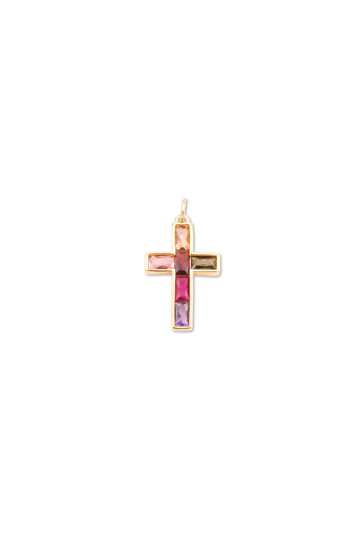 Colorful Cubic Zirconia Cross Charm