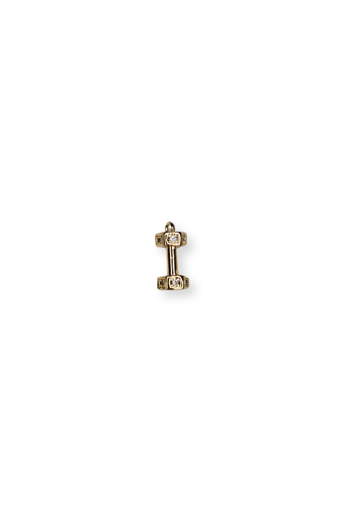 Cubic Zirconia Micro Pave 3D Dumbbell Fitness Charm