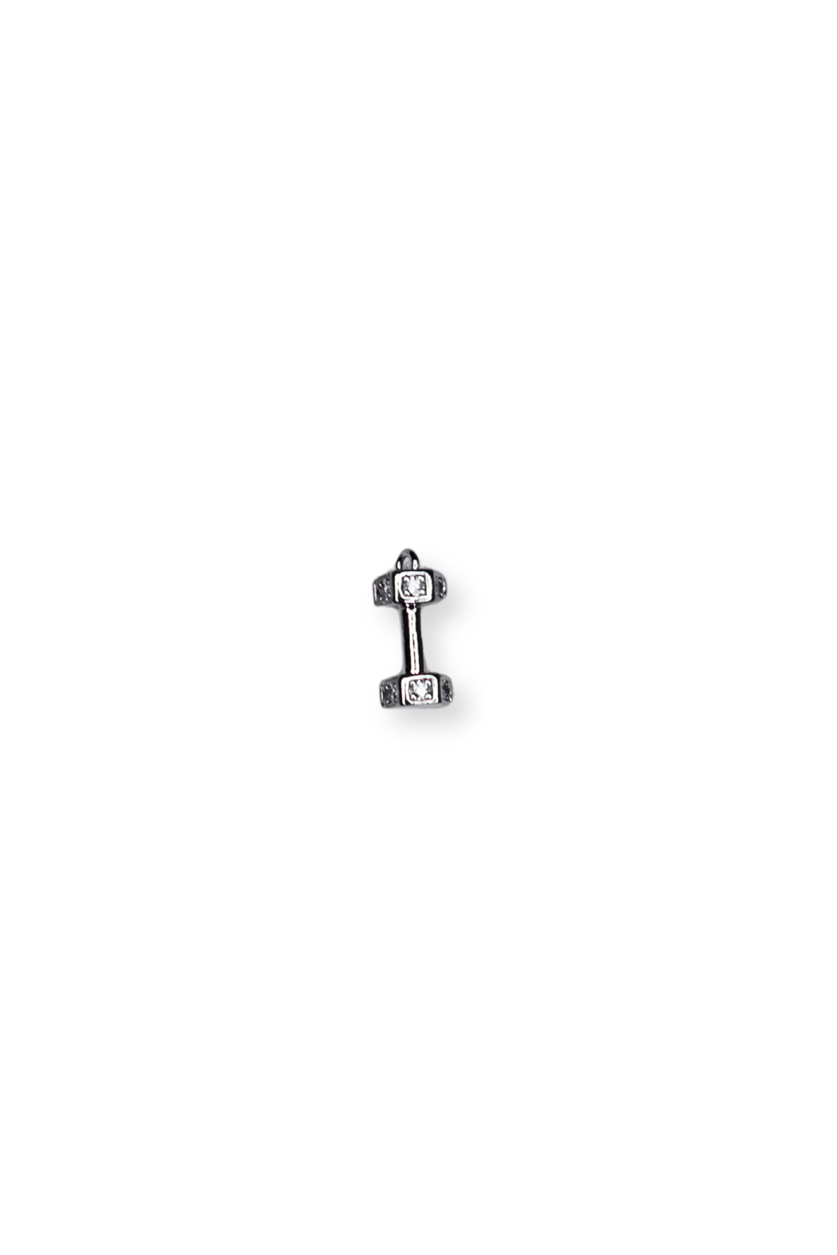 Cubic Zirconia Micro Pave 3D Dumbbell Fitness Charm