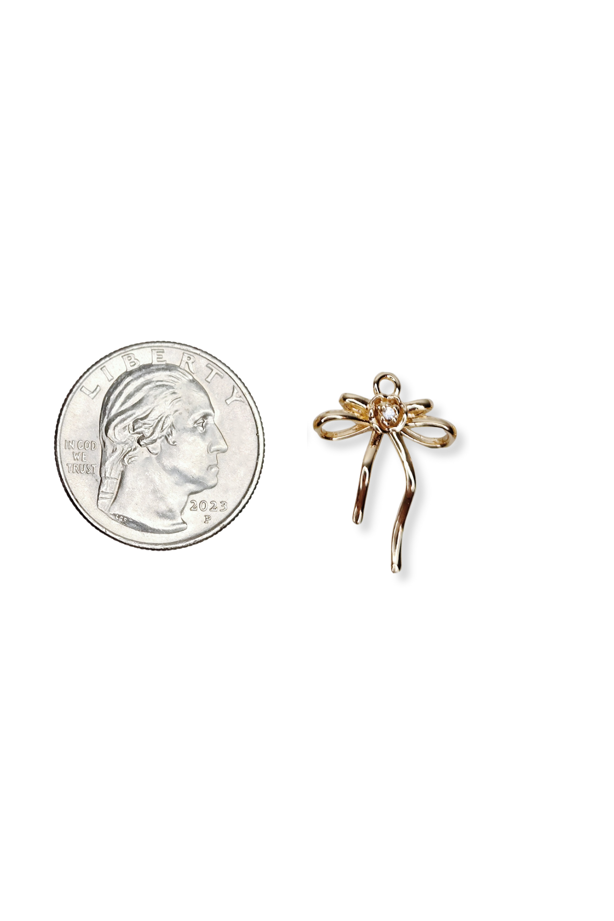 Cubic Zirconia Rose Bow Charm