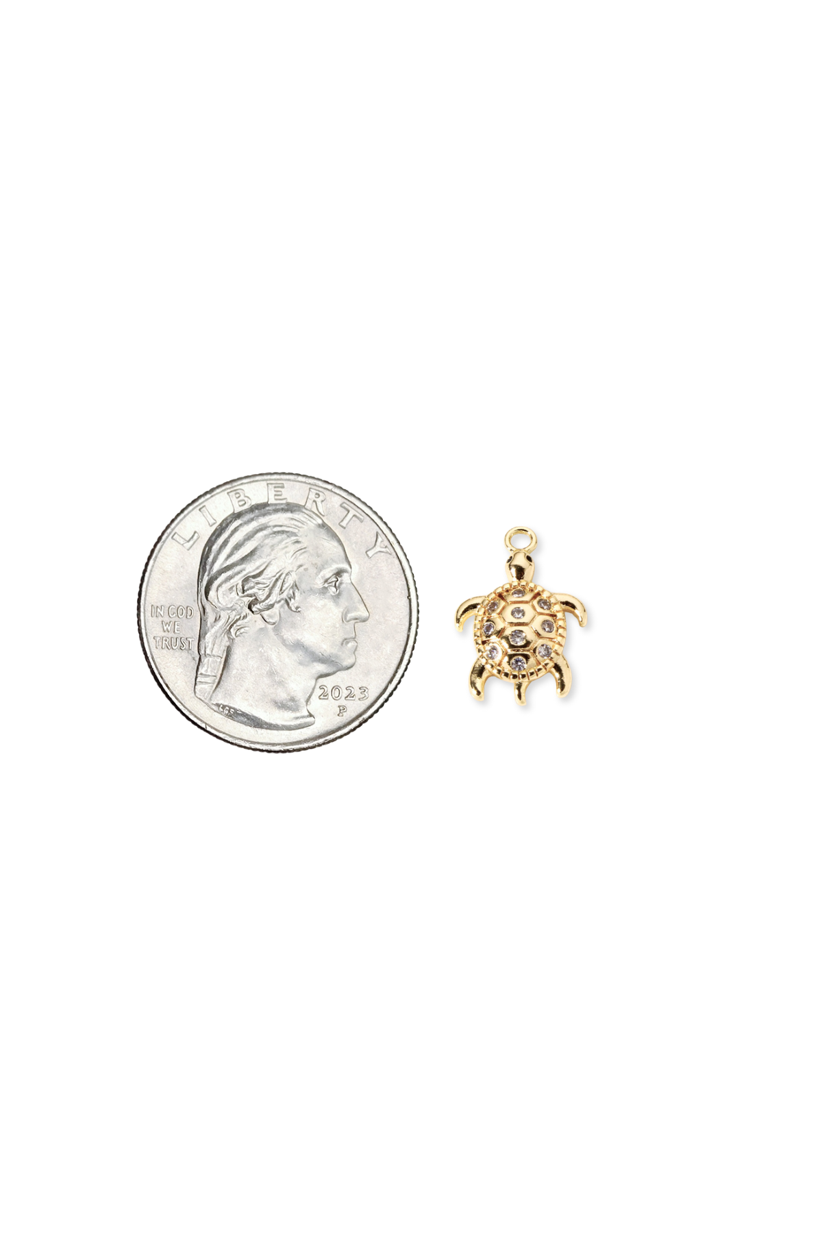 Cubic Zirconia Shell Accent Turtle Charm