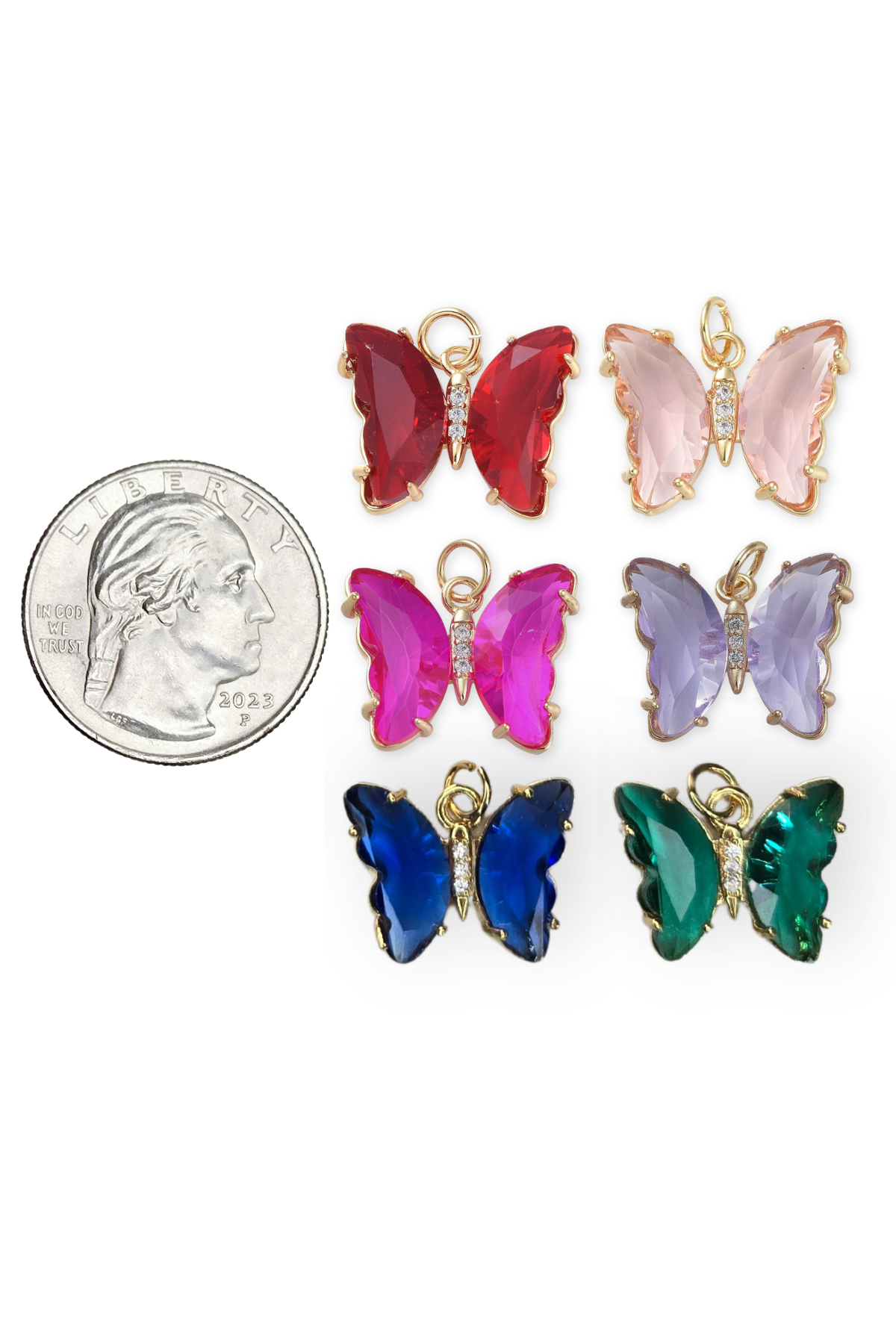 Cubic Zirconia Micro Pave Butterfly Charm