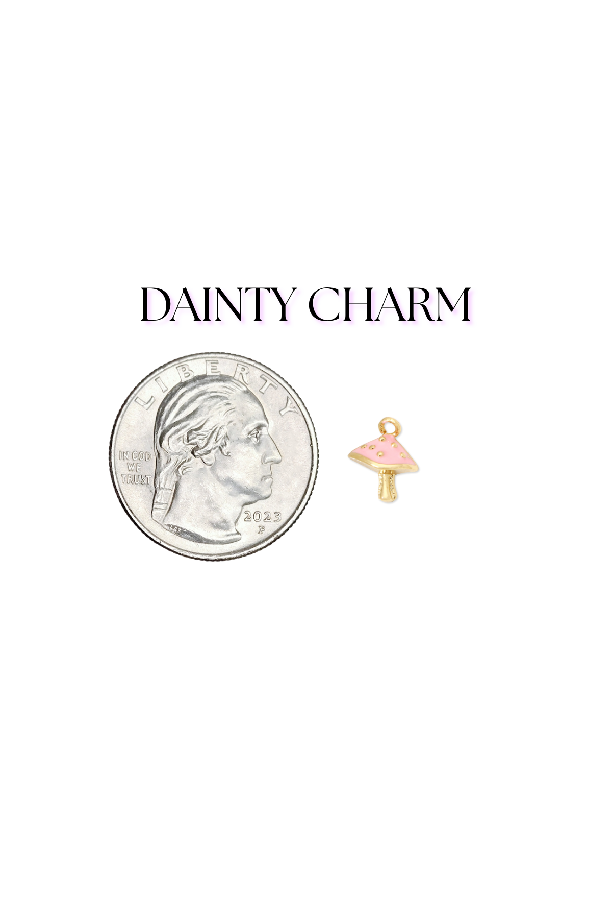 Dainty Enamel Light Pink Mushroom Charm