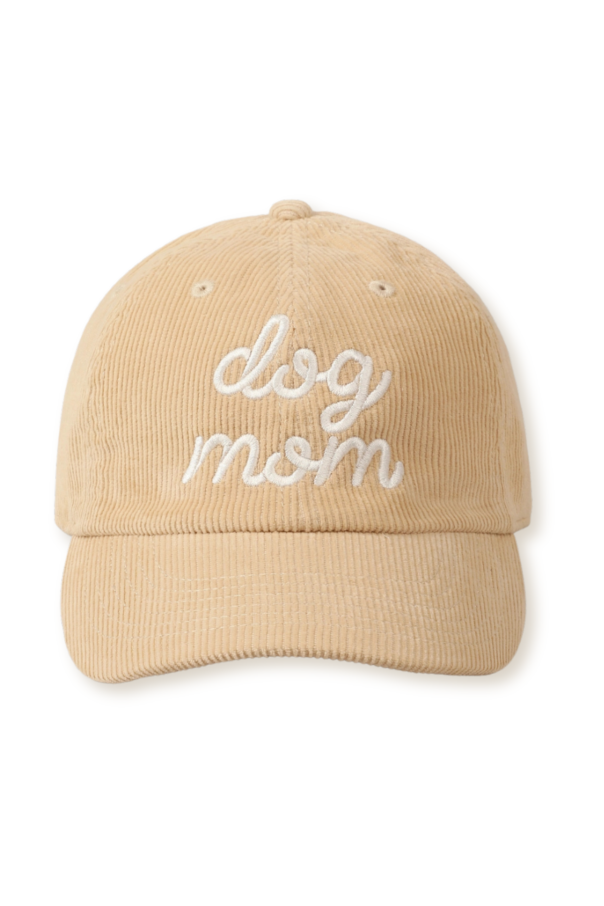 "Dog Mom" Corduroy Embroidered Adjustable Baseball Cap