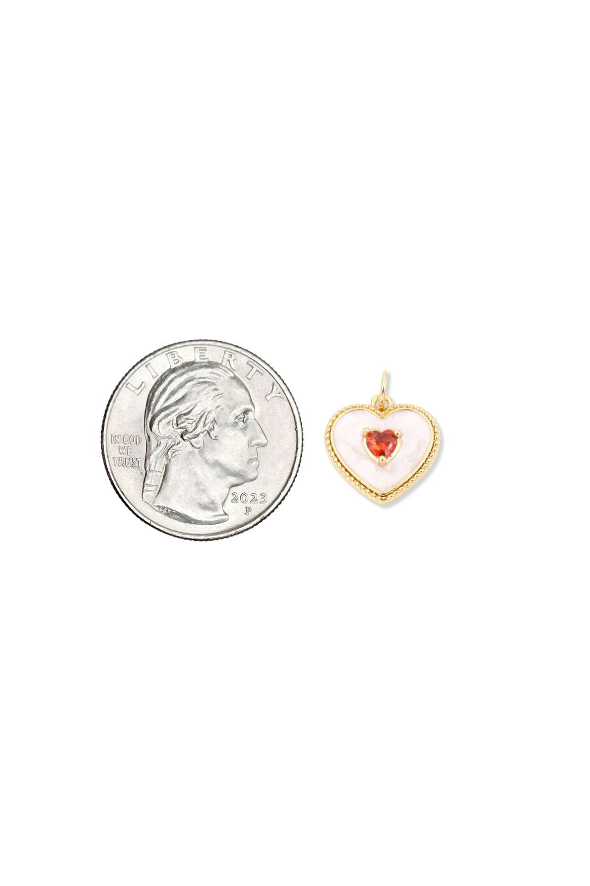 Double Heart Enamel & Cubic Zirconia Heart Charm