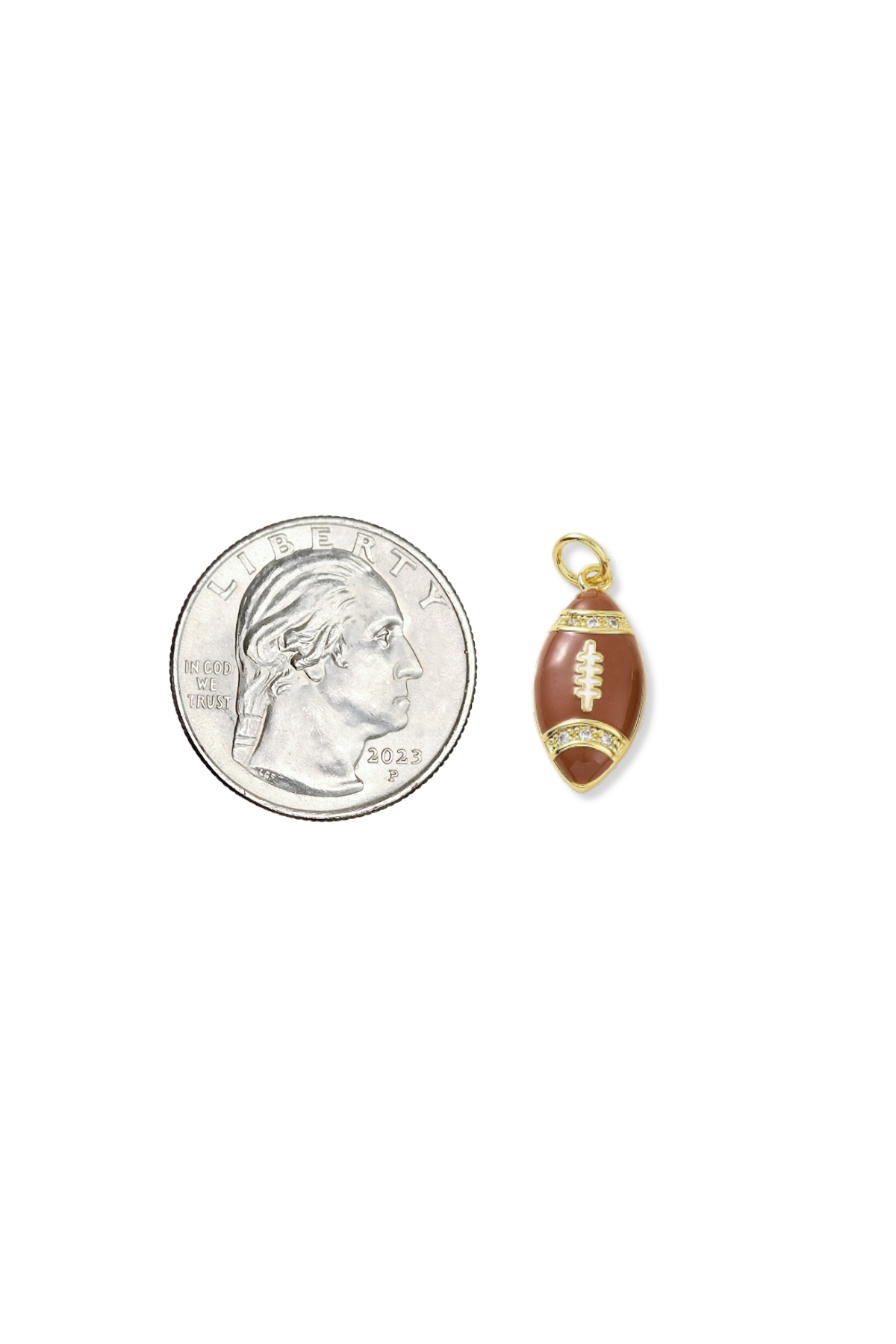 Cubic Zirconia Micro Pave Enamel Football Charm