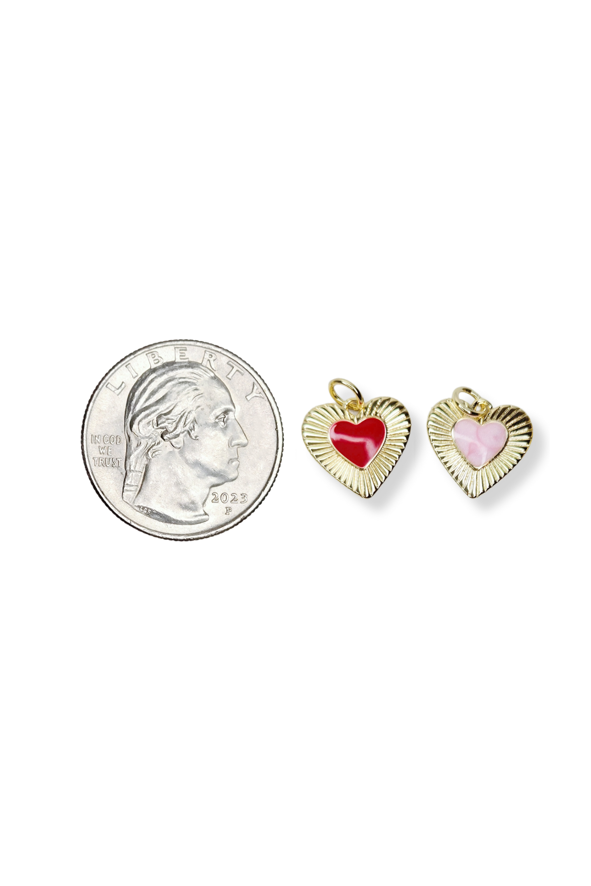 Enamel Textured Double Heart Charm