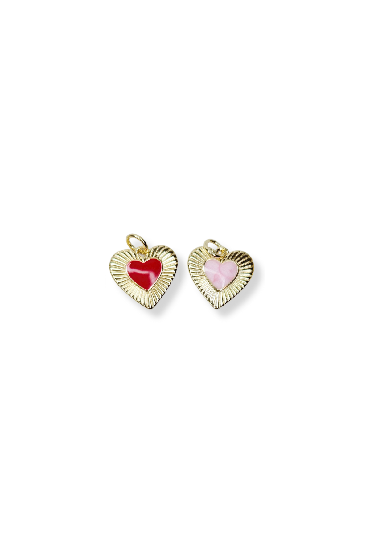 Enamel Textured Double Heart Charm