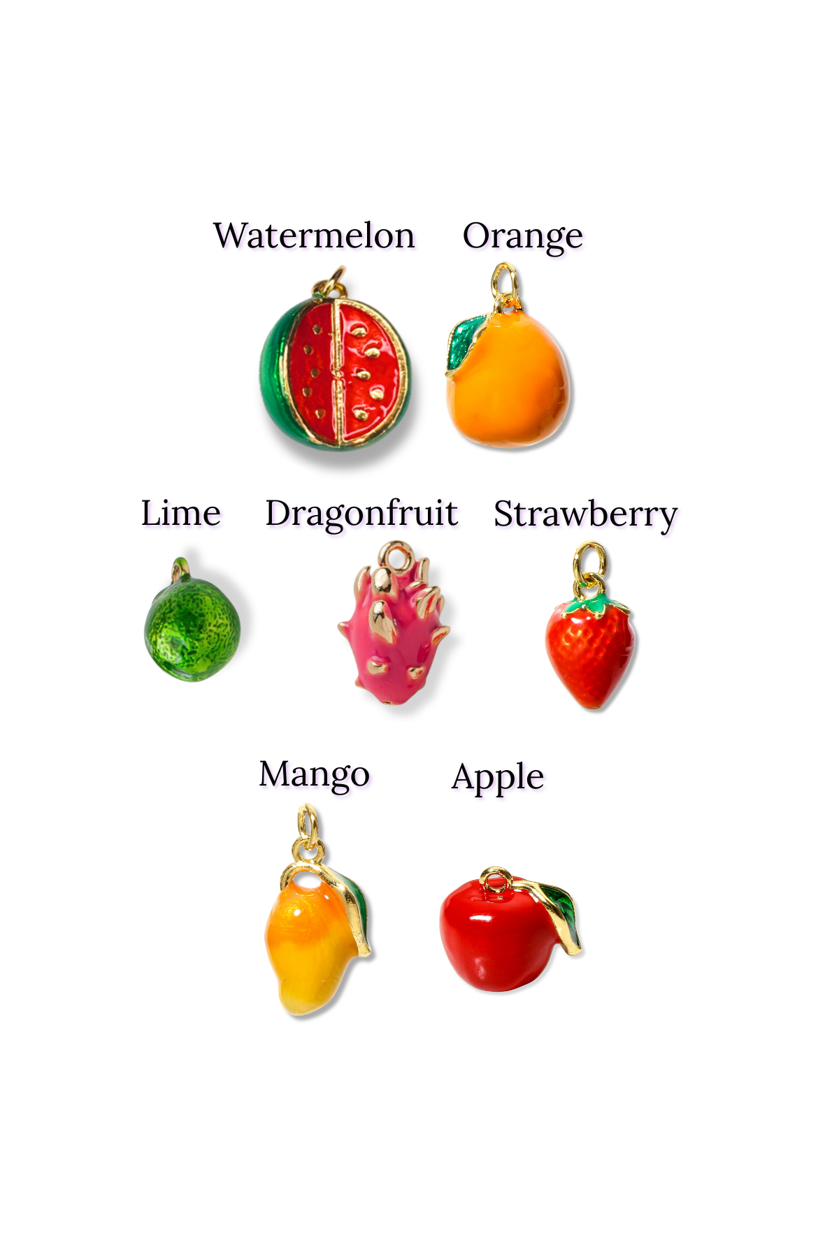 18K Real Gold Plated 3D Enamel Fruit Charm