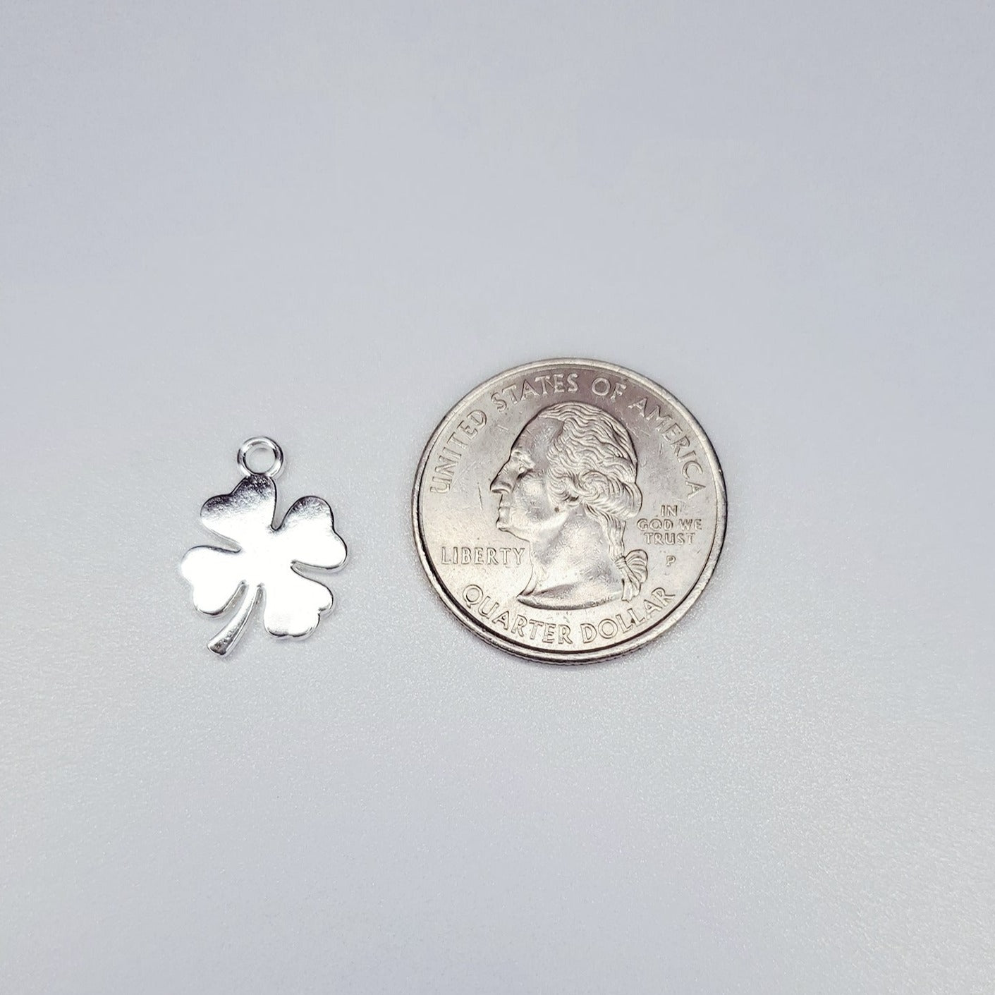 Silver Four Leaf Clover Lucky Charm