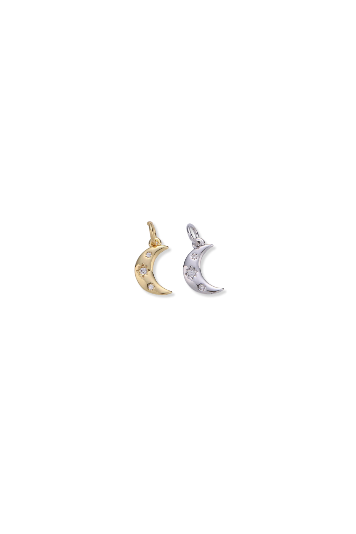 Gold Filled CZ Accent Crescent Moon Charm