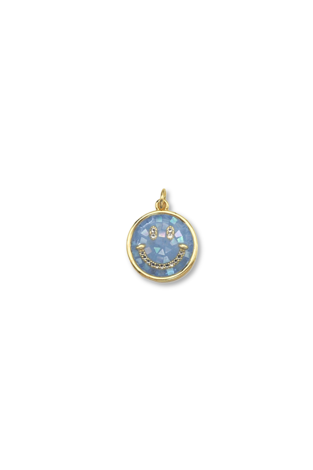 Gold Filled CZ Pave Smiley Charm with Mother of Pearl