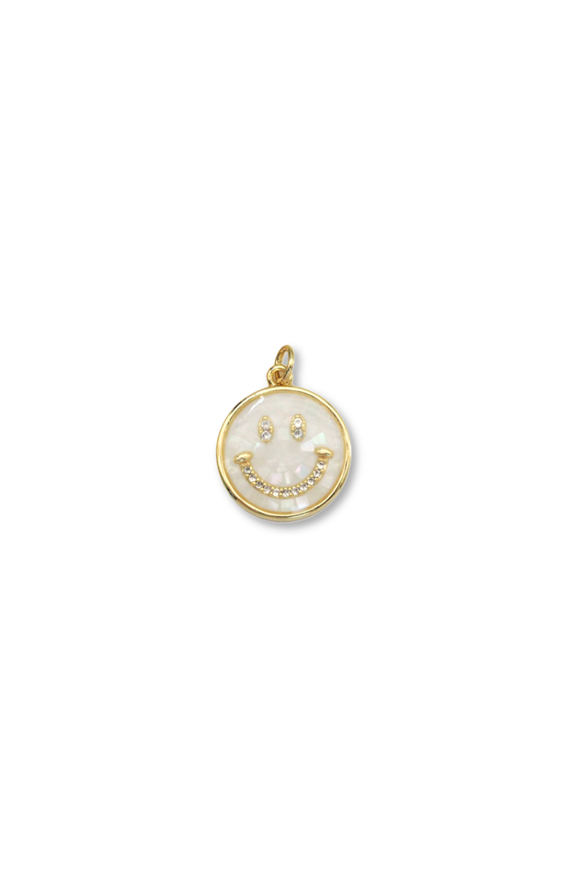 Gold Filled CZ Pave Smiley Charm with Mother of Pearl