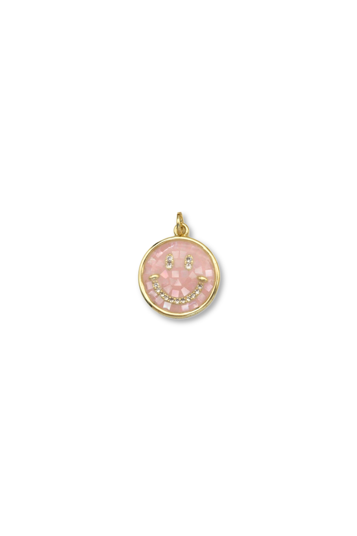 Gold Filled CZ Pave Smiley Charm with Mother of Pearl