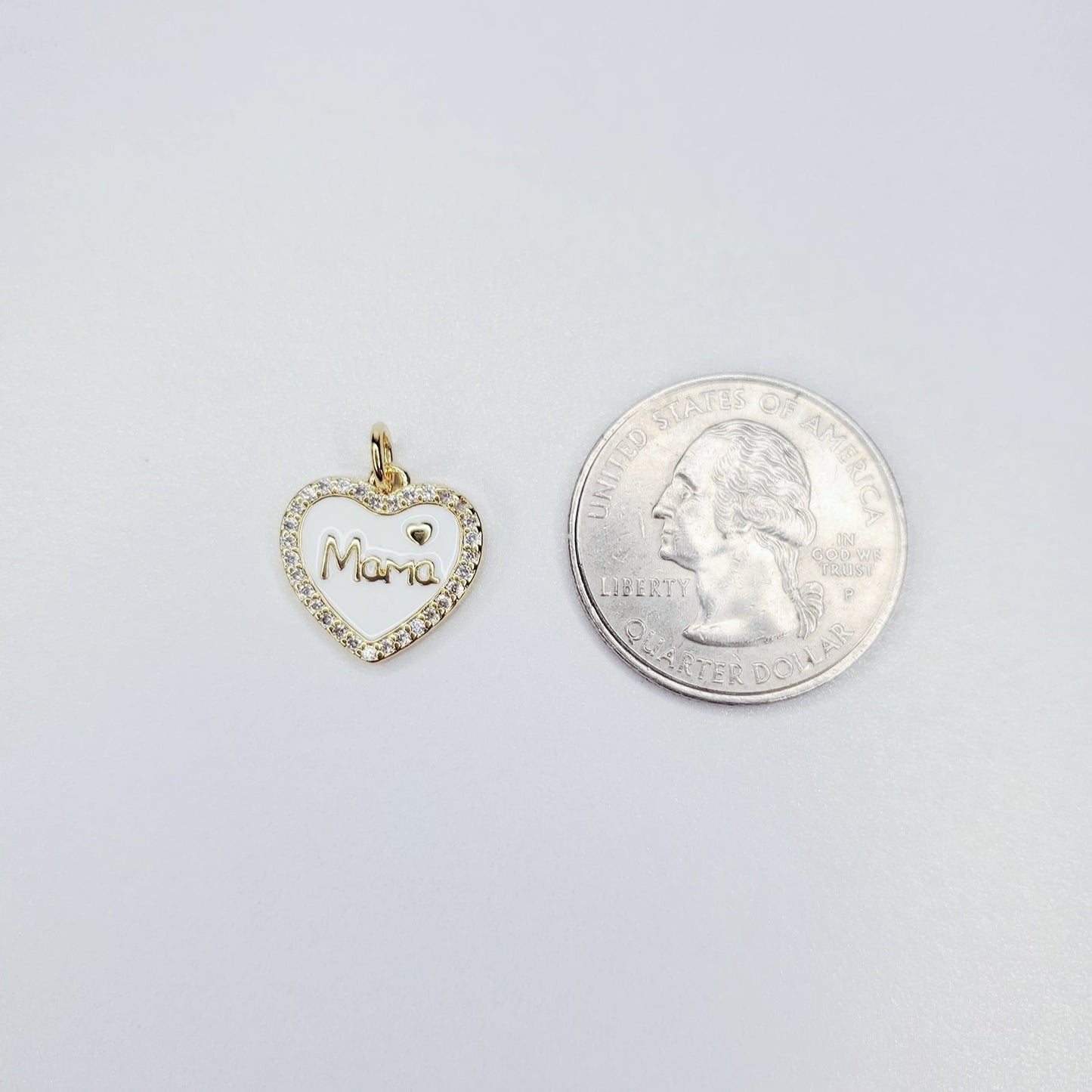 18K Real Gold & Platinum Plated Heart Shaped Mama Charm