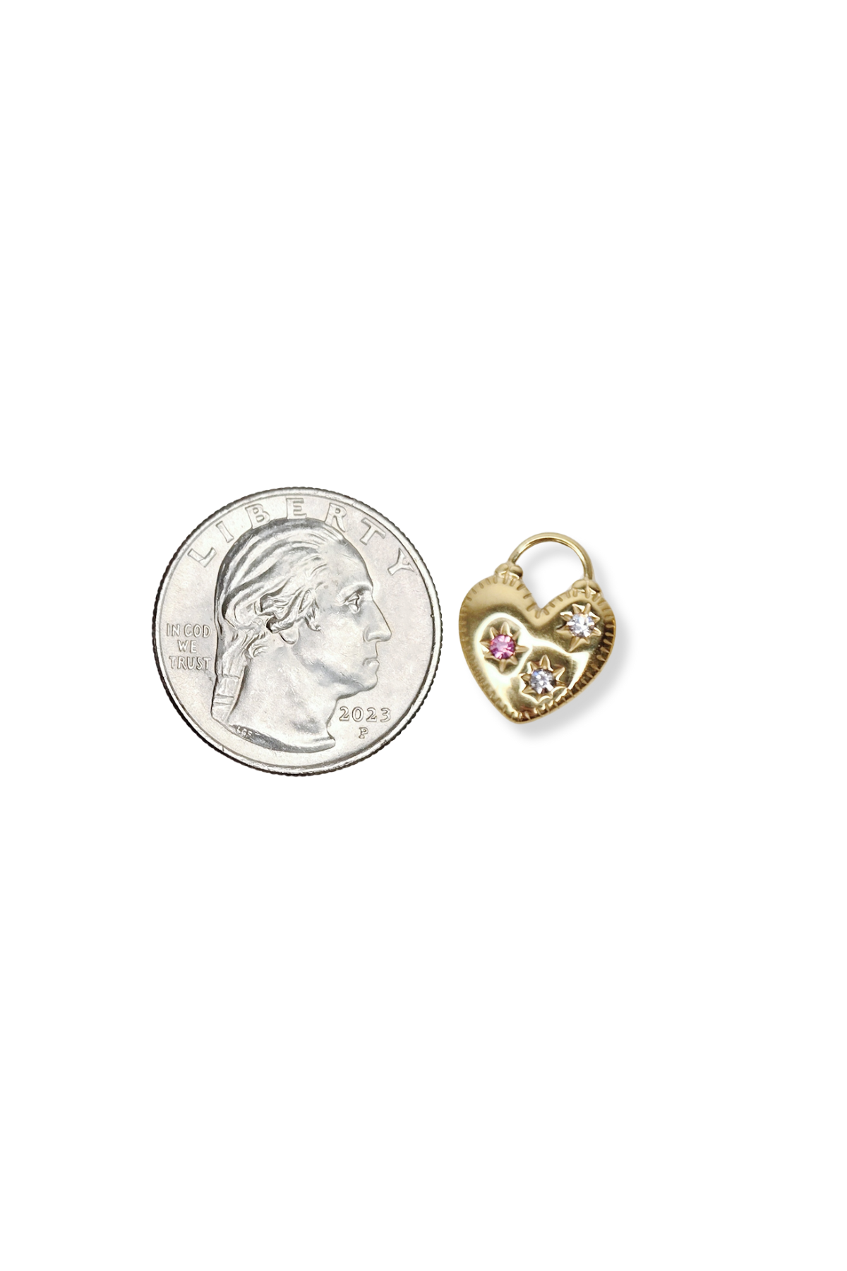 Heart Lock Style Cubic Zirconia Accent Charm