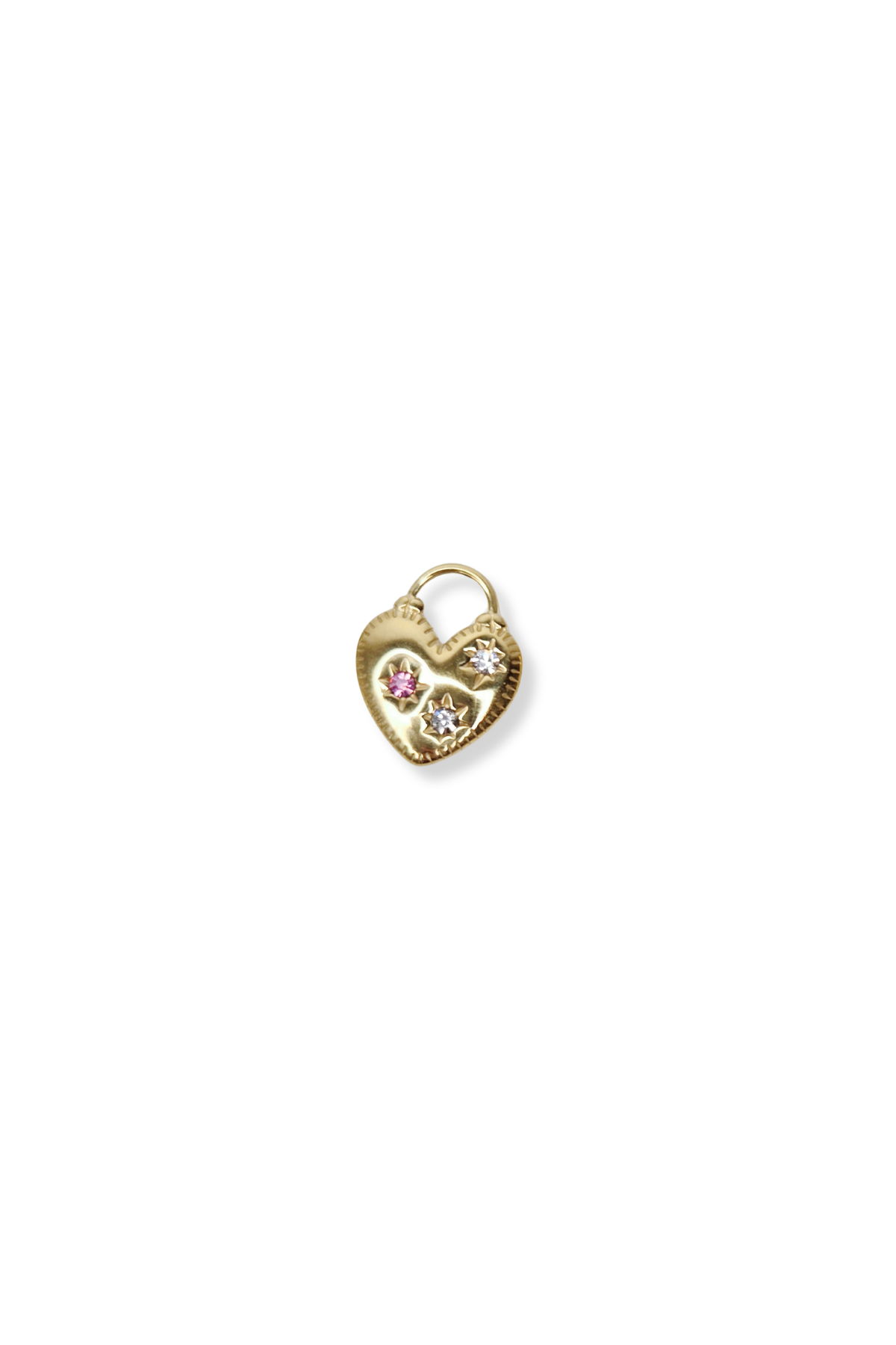 Heart Lock Style Cubic Zirconia Accent Charm