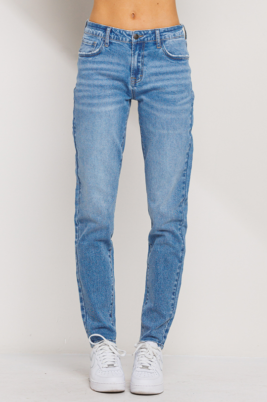 Claire Women's Mid-Rise 29" Inseam Mom Skinny Jeans in Medium Wash Denim
