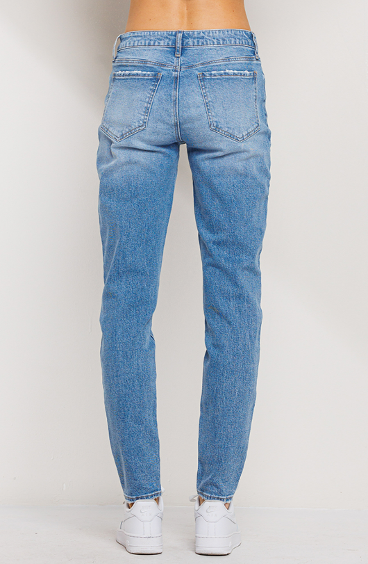Claire Women's Mid-Rise 29" Inseam Mom Skinny Jeans in Medium Wash Denim