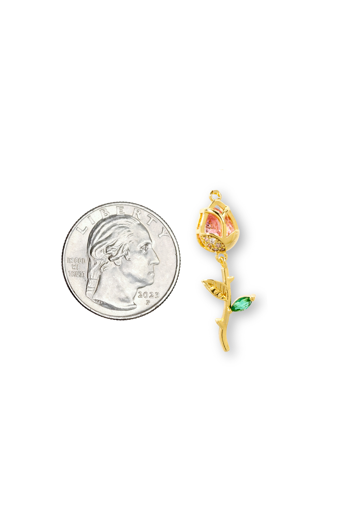 Large Movable CZ Tulip Charm